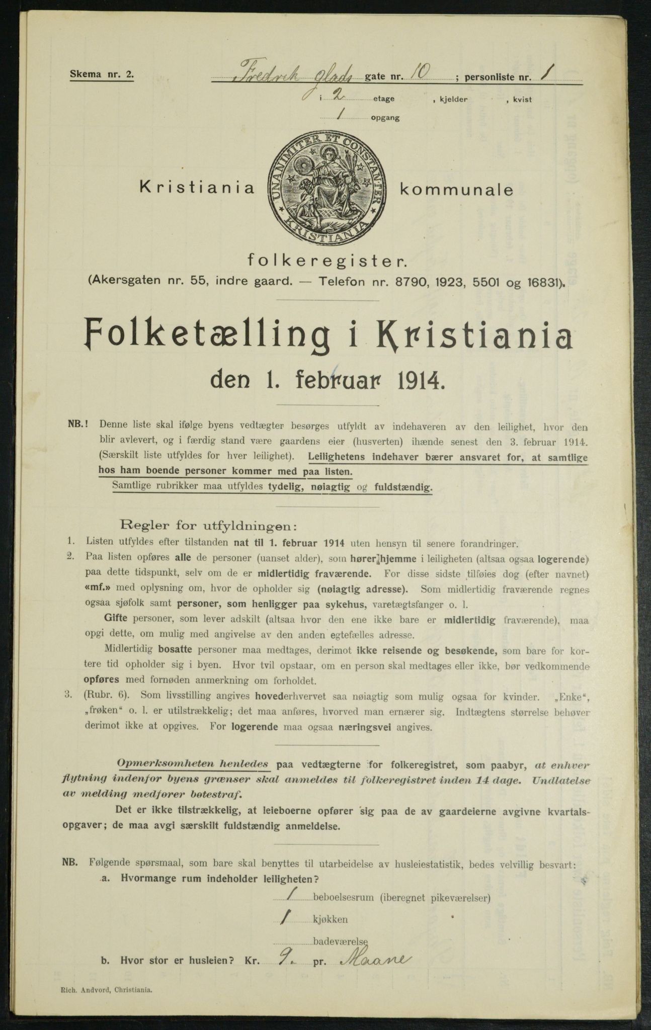 OBA, Municipal Census 1914 for Kristiania, 1914, p. 26682