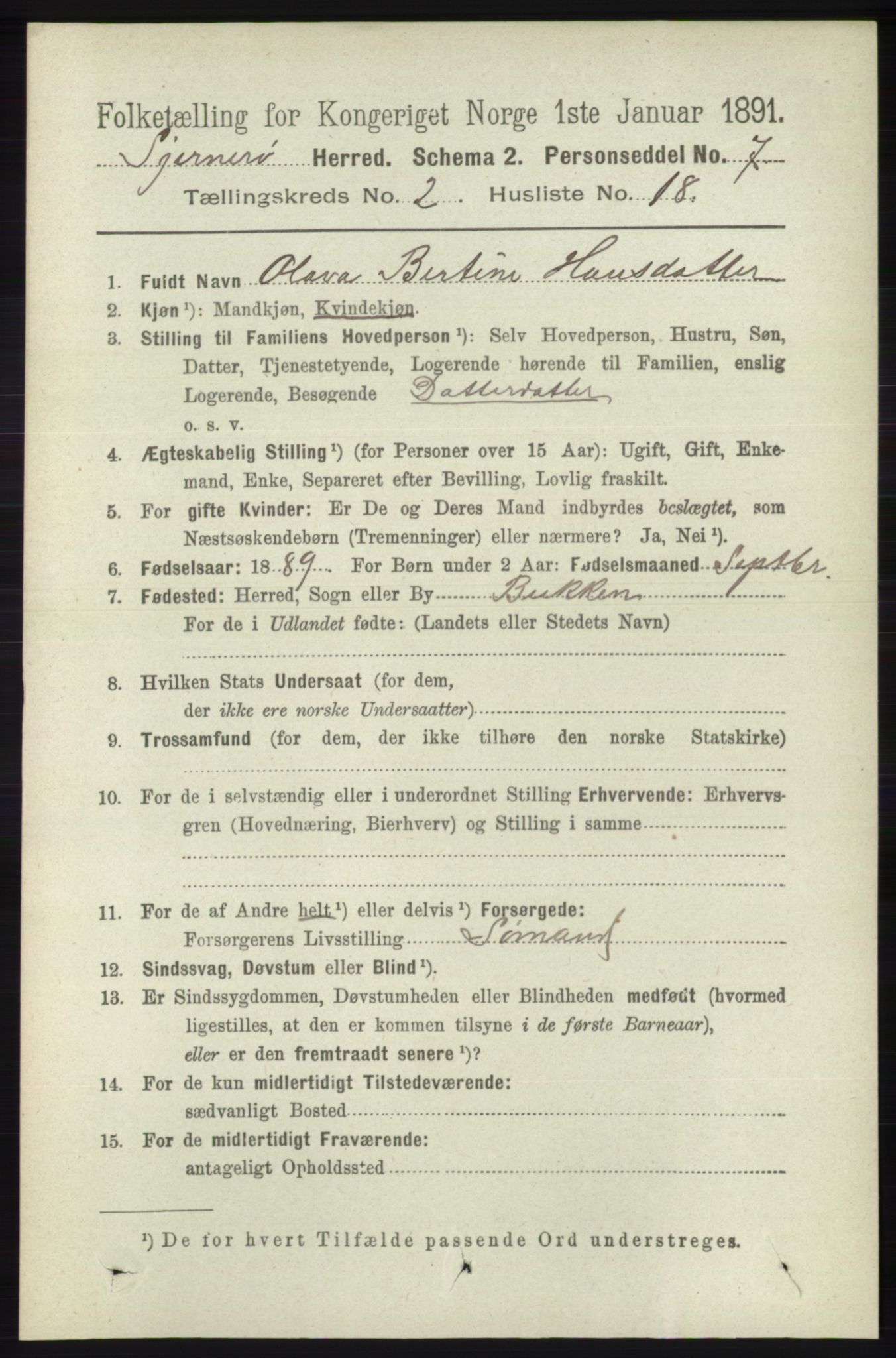 RA, 1891 census for 1140 Sjernarøy, 1891, p. 351