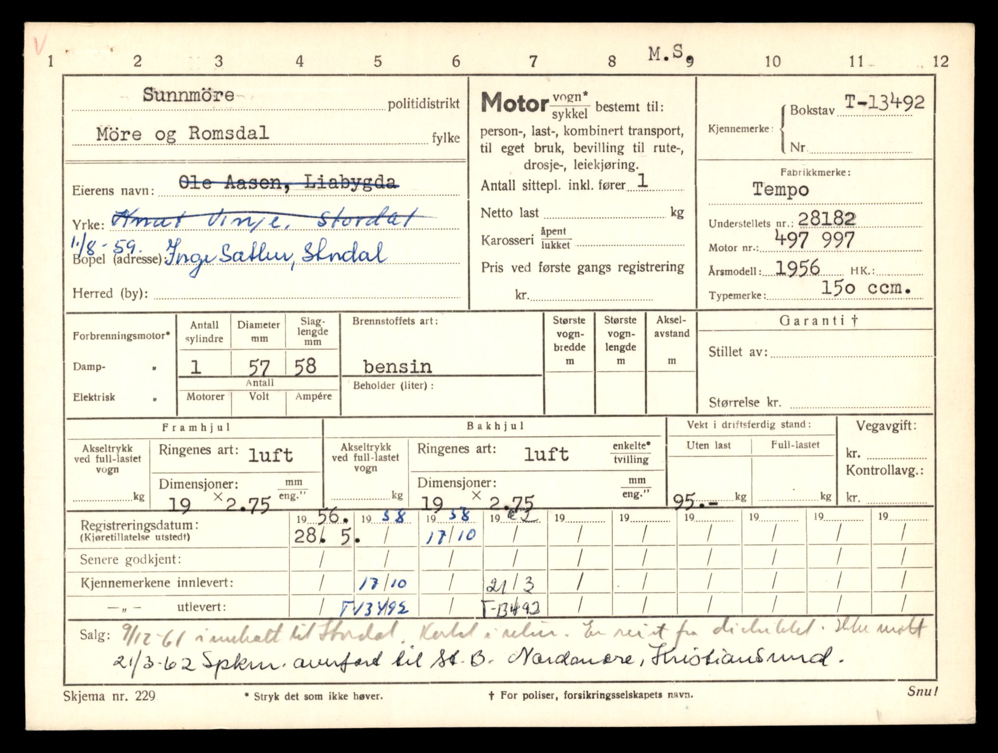 Møre og Romsdal vegkontor - Ålesund trafikkstasjon, AV/SAT-A-4099/F/Fe/L0039: Registreringskort for kjøretøy T 13361 - T 13530, 1927-1998, p. 2325