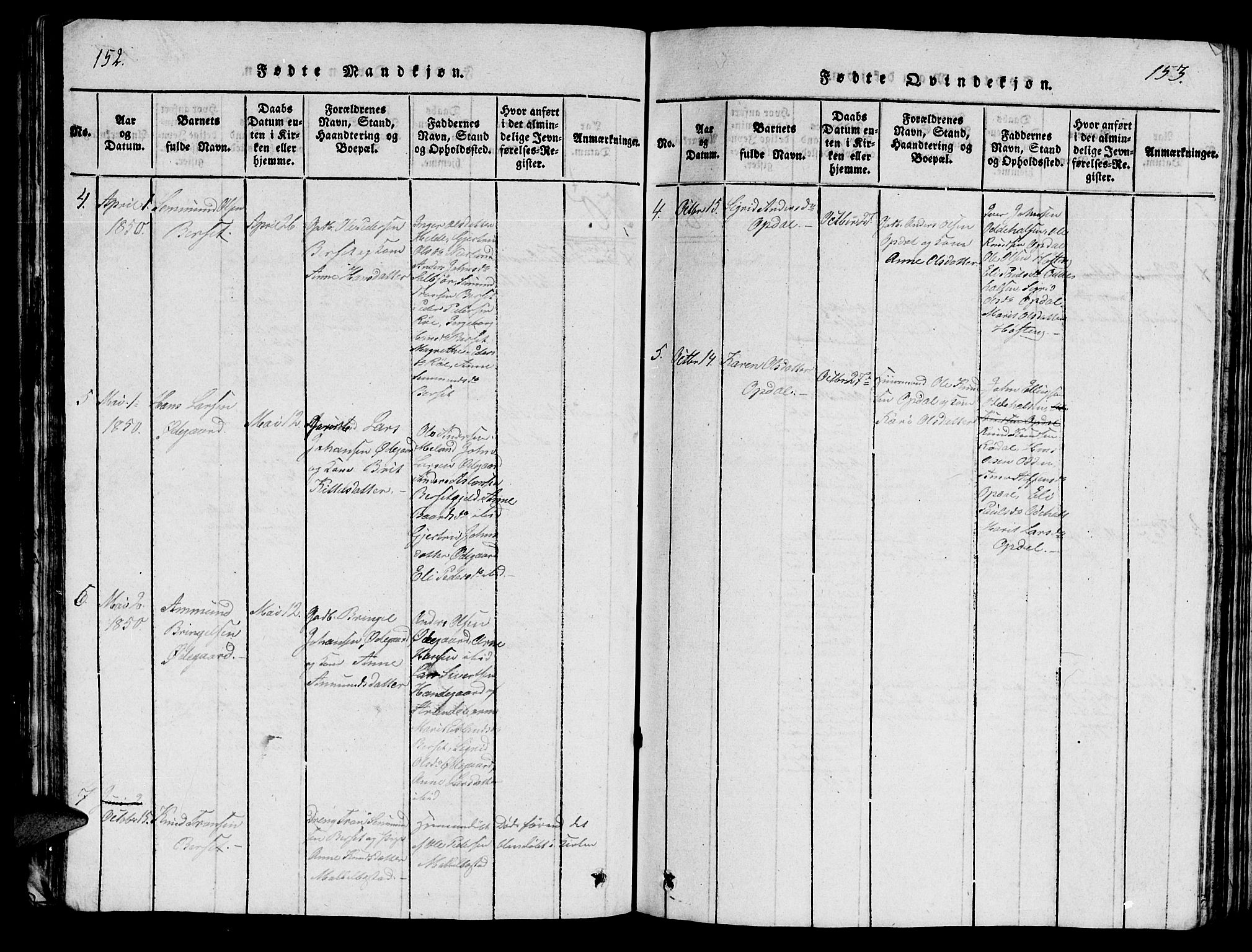 Ministerialprotokoller, klokkerbøker og fødselsregistre - Møre og Romsdal, AV/SAT-A-1454/554/L0644: Parish register (copy) no. 554C01, 1818-1851, p. 152-153