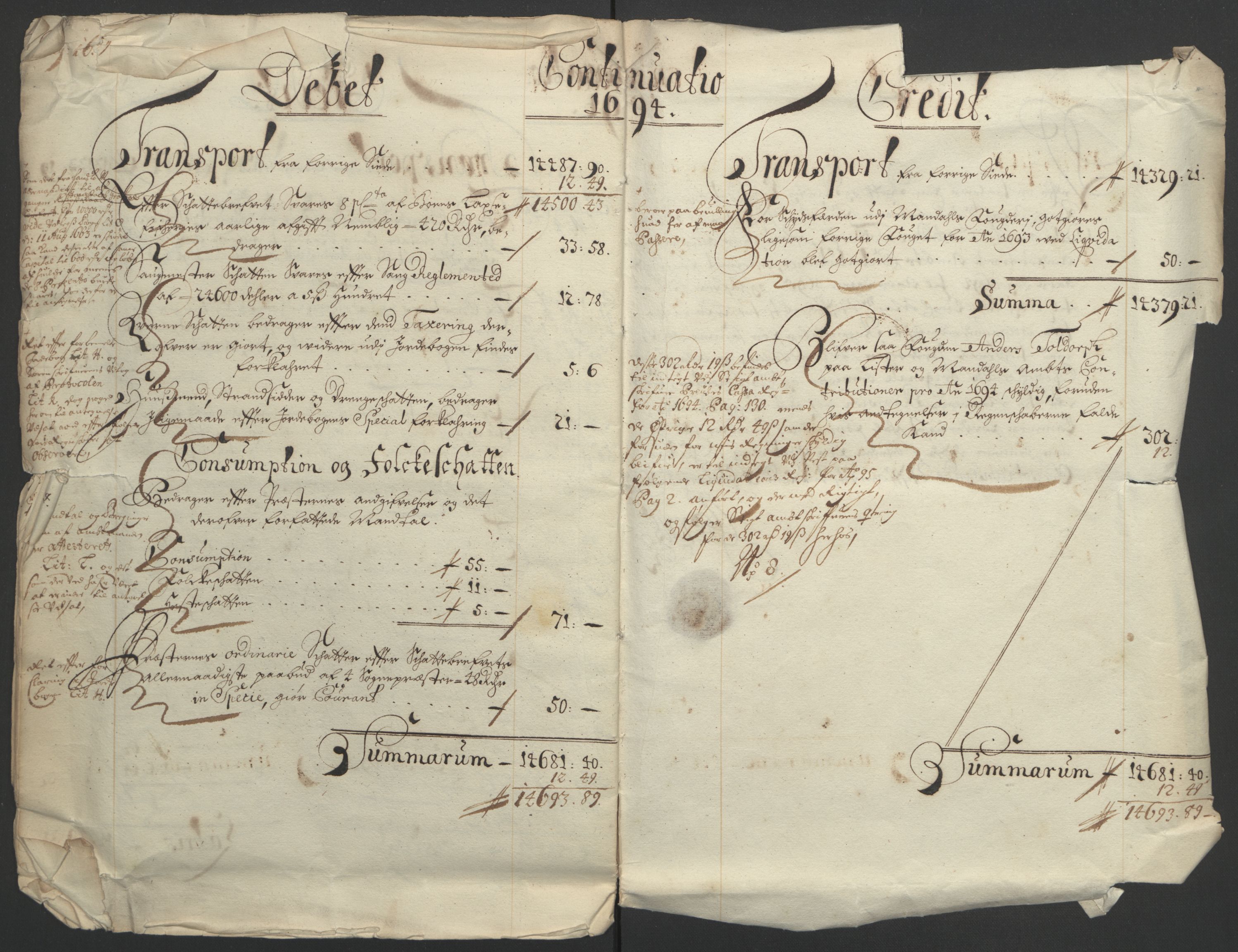 Rentekammeret inntil 1814, Reviderte regnskaper, Fogderegnskap, AV/RA-EA-4092/R43/L2545: Fogderegnskap Lista og Mandal, 1694-1695, p. 12