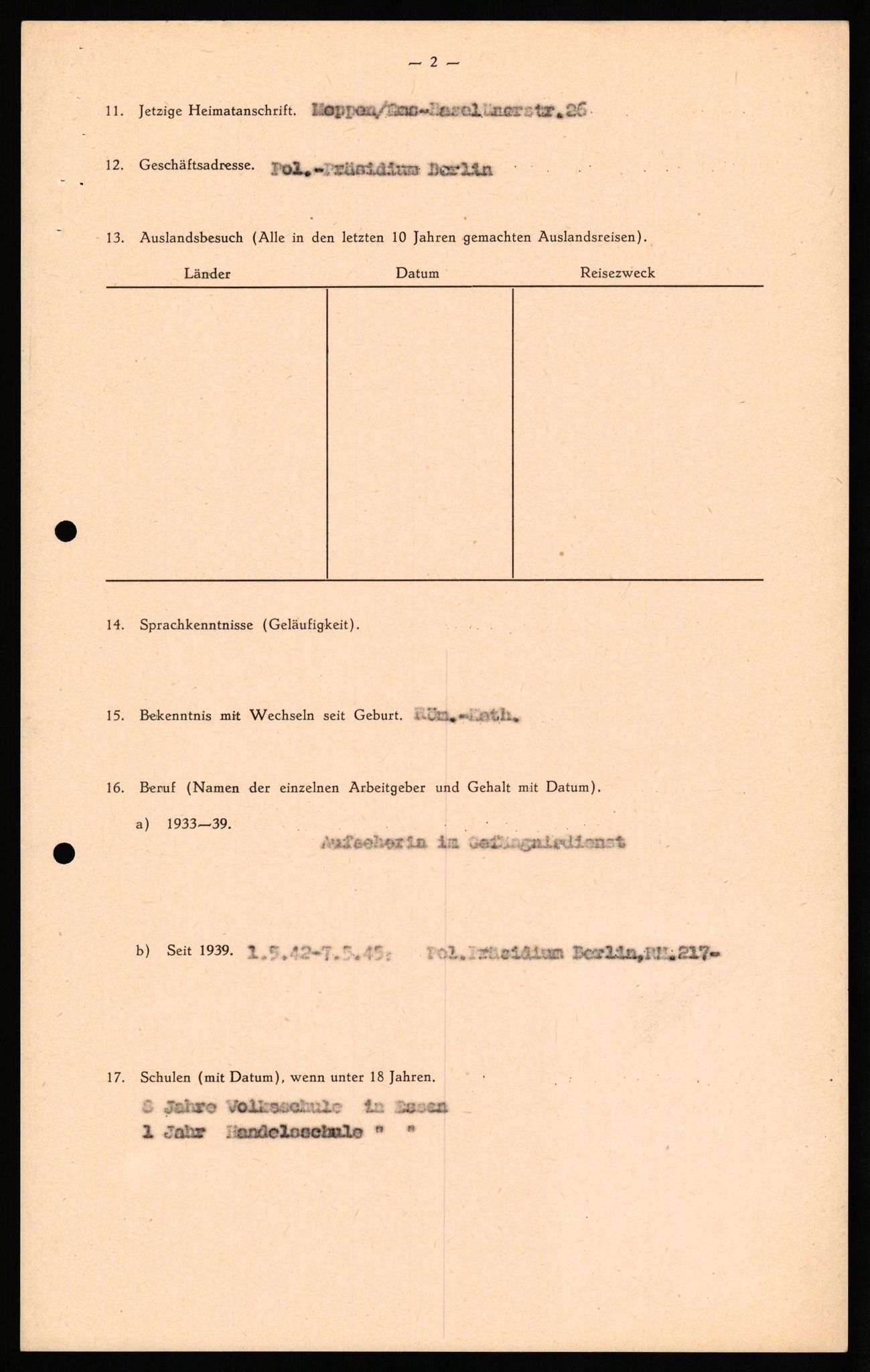 Forsvaret, Forsvarets overkommando II, AV/RA-RAFA-3915/D/Db/L0027: CI Questionaires. Tyske okkupasjonsstyrker i Norge. Tyskere., 1945-1946, p. 459