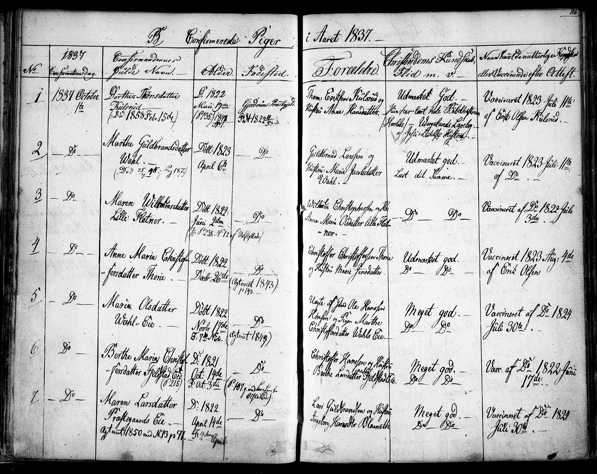 Gjerdrum prestekontor Kirkebøker, AV/SAO-A-10412b/F/Fa/L0005: Parish register (official) no. I 5, 1835-1845, p. 86