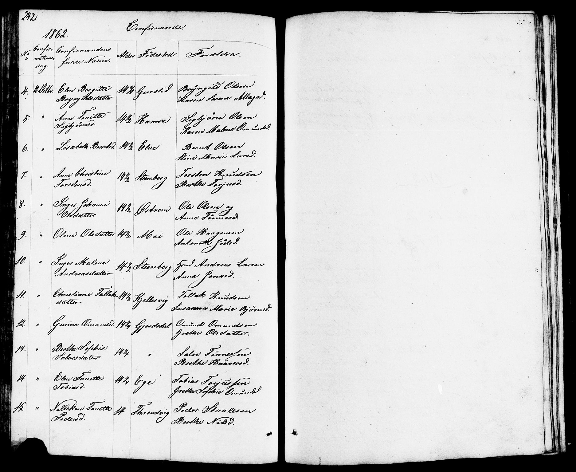 Lund sokneprestkontor, AV/SAST-A-101809/S07/L0003: Parish register (copy) no. B 3, 1848-1885, p. 242