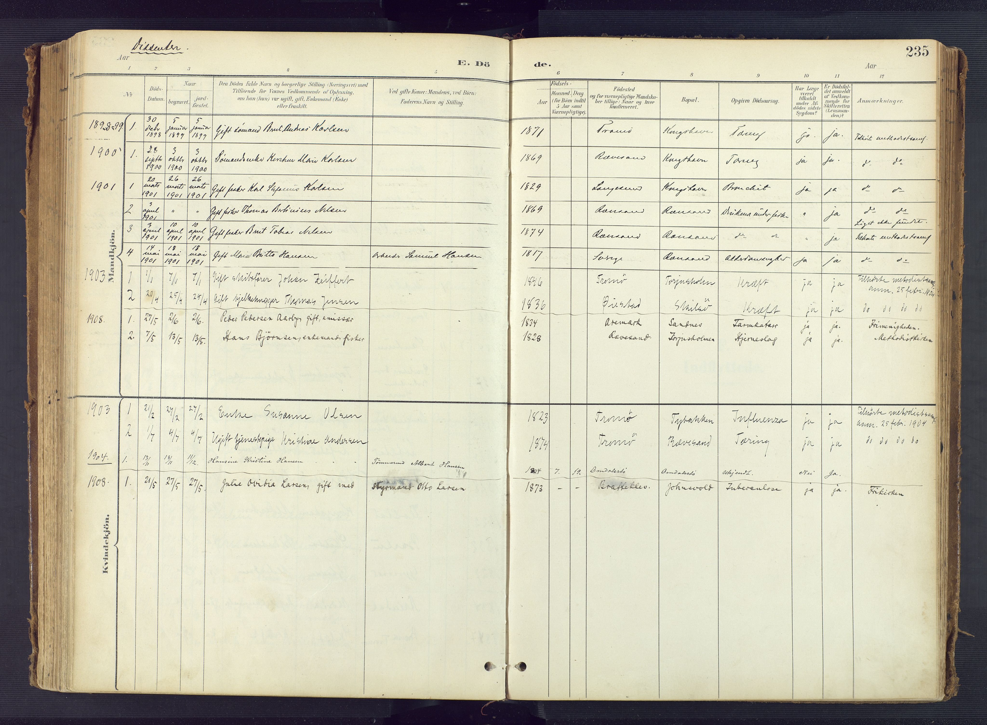 Tromøy sokneprestkontor, AV/SAK-1111-0041/F/Fa/L0010: Parish register (official) no. A 10, 1896-1912, p. 235