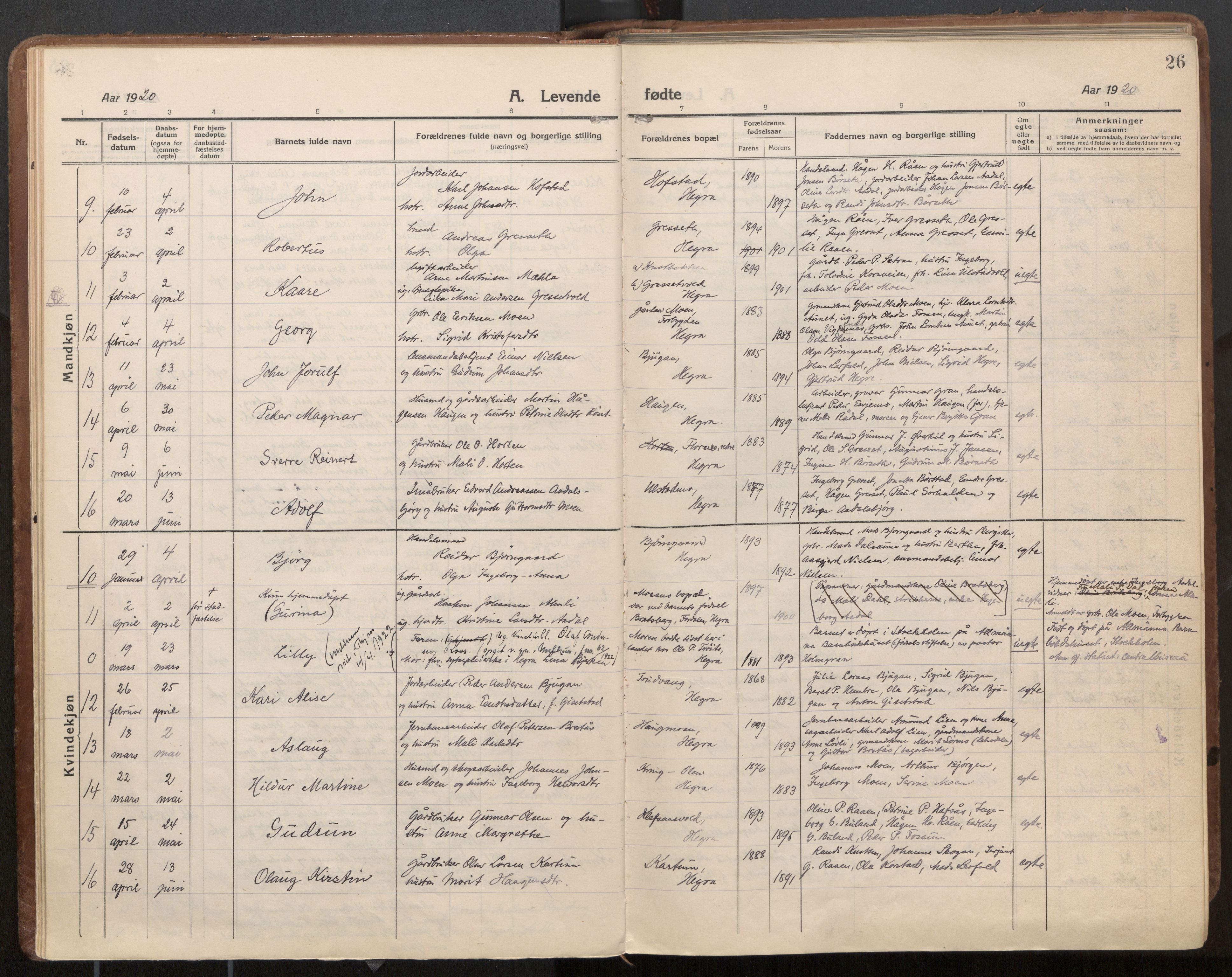 Ministerialprotokoller, klokkerbøker og fødselsregistre - Nord-Trøndelag, SAT/A-1458/703/L0037: Parish register (official) no. 703A10, 1915-1932, p. 26