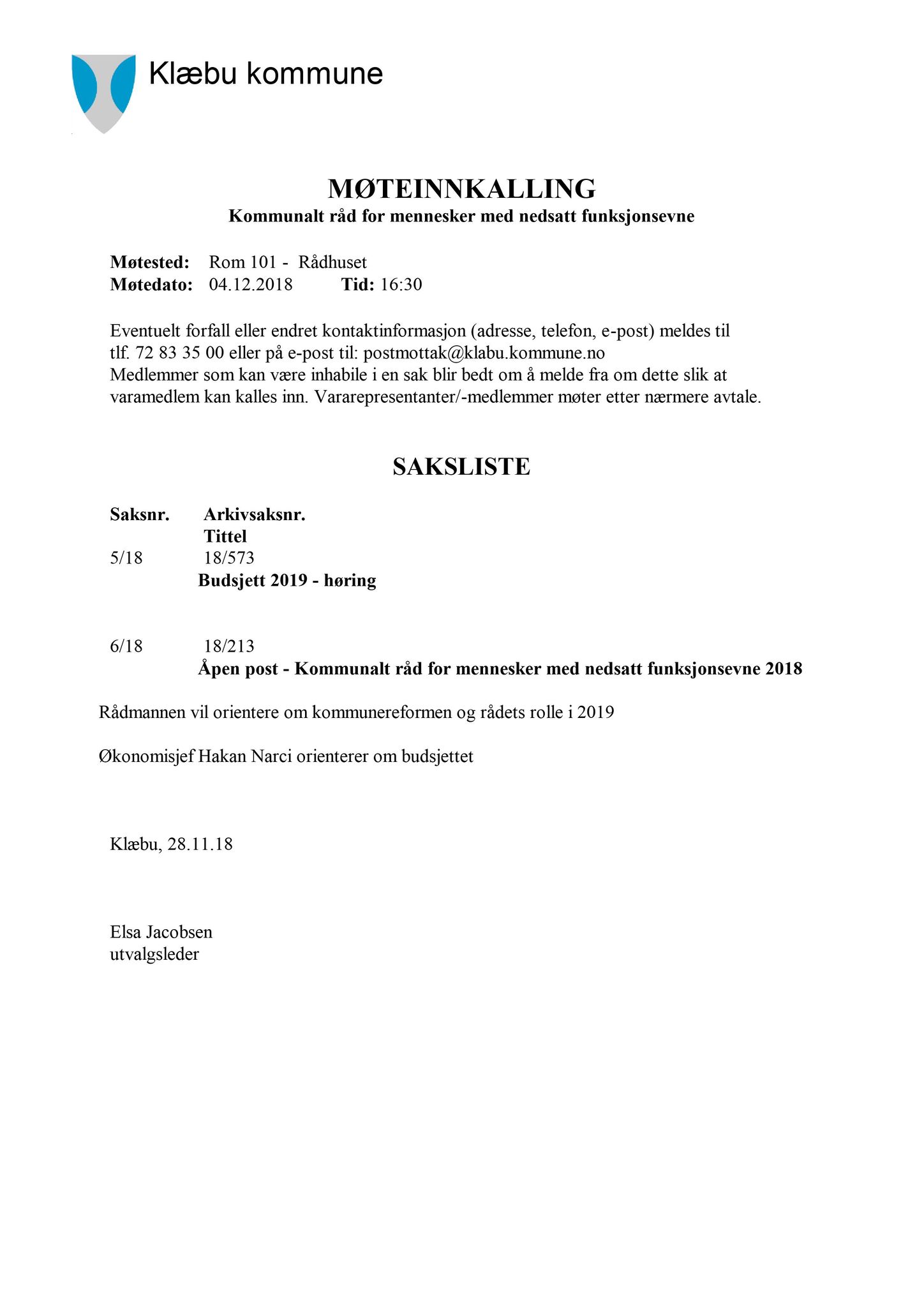 Klæbu Kommune, TRKO/KK/08-KMNF/L008: Kommunalt råd for mennesker med nedsatt funksjonsevne - Møteoversikt, 2018, p. 22