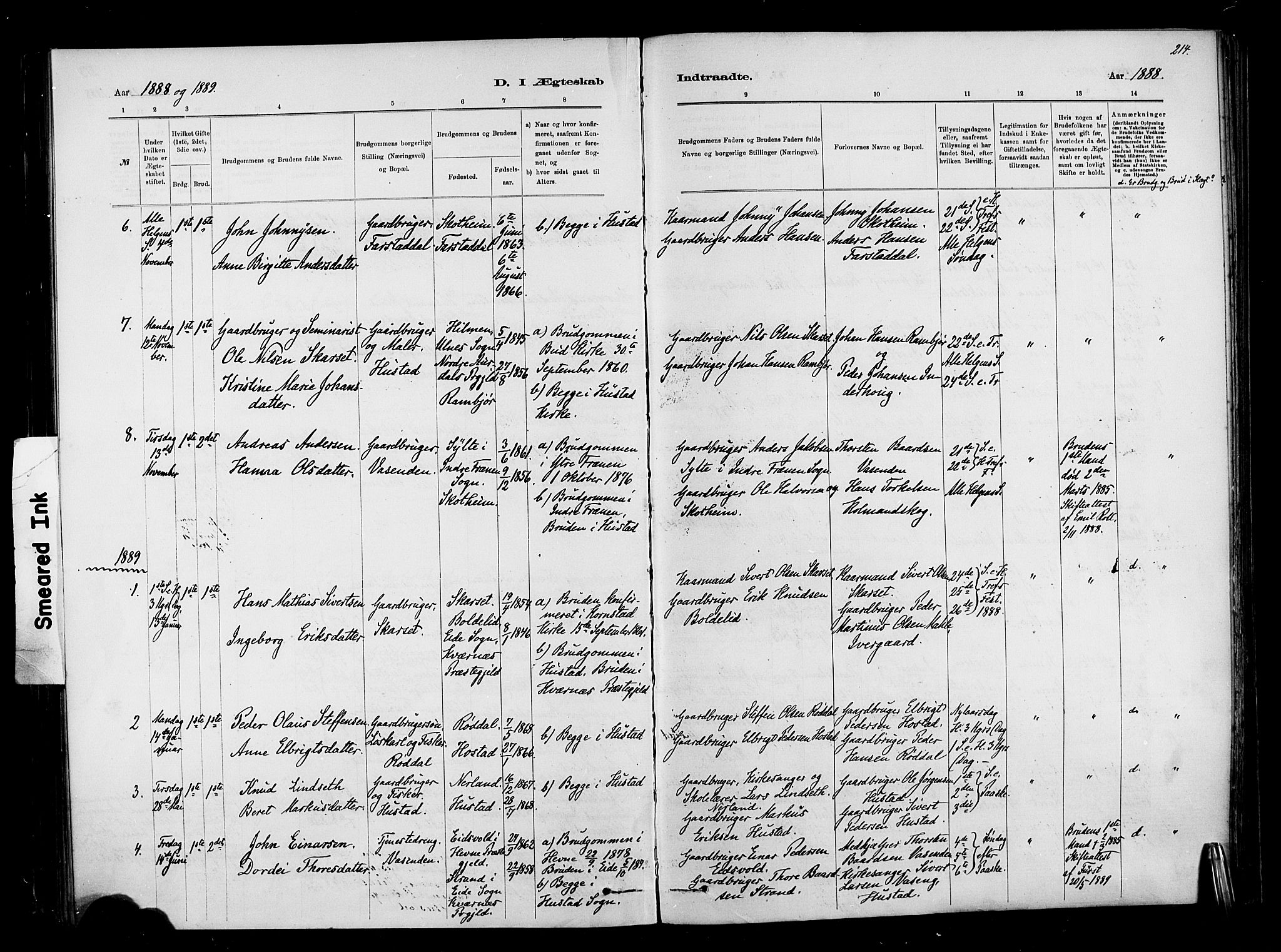 Ministerialprotokoller, klokkerbøker og fødselsregistre - Møre og Romsdal, AV/SAT-A-1454/567/L0778: Parish register (official) no. 567A01, 1881-1903, p. 214