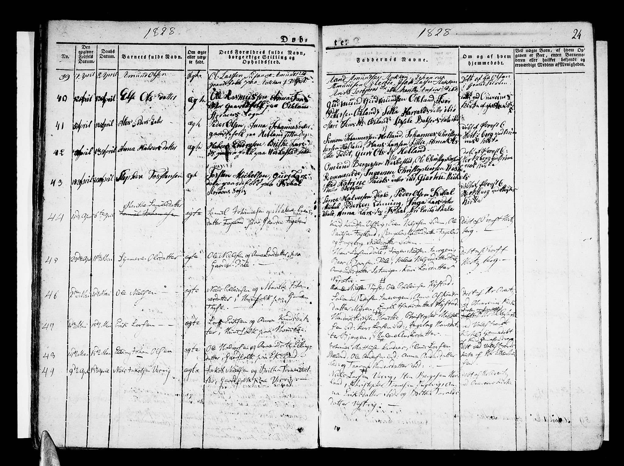 Stord sokneprestembete, AV/SAB-A-78201/H/Haa: Parish register (official) no. A 6, 1826-1840, p. 24