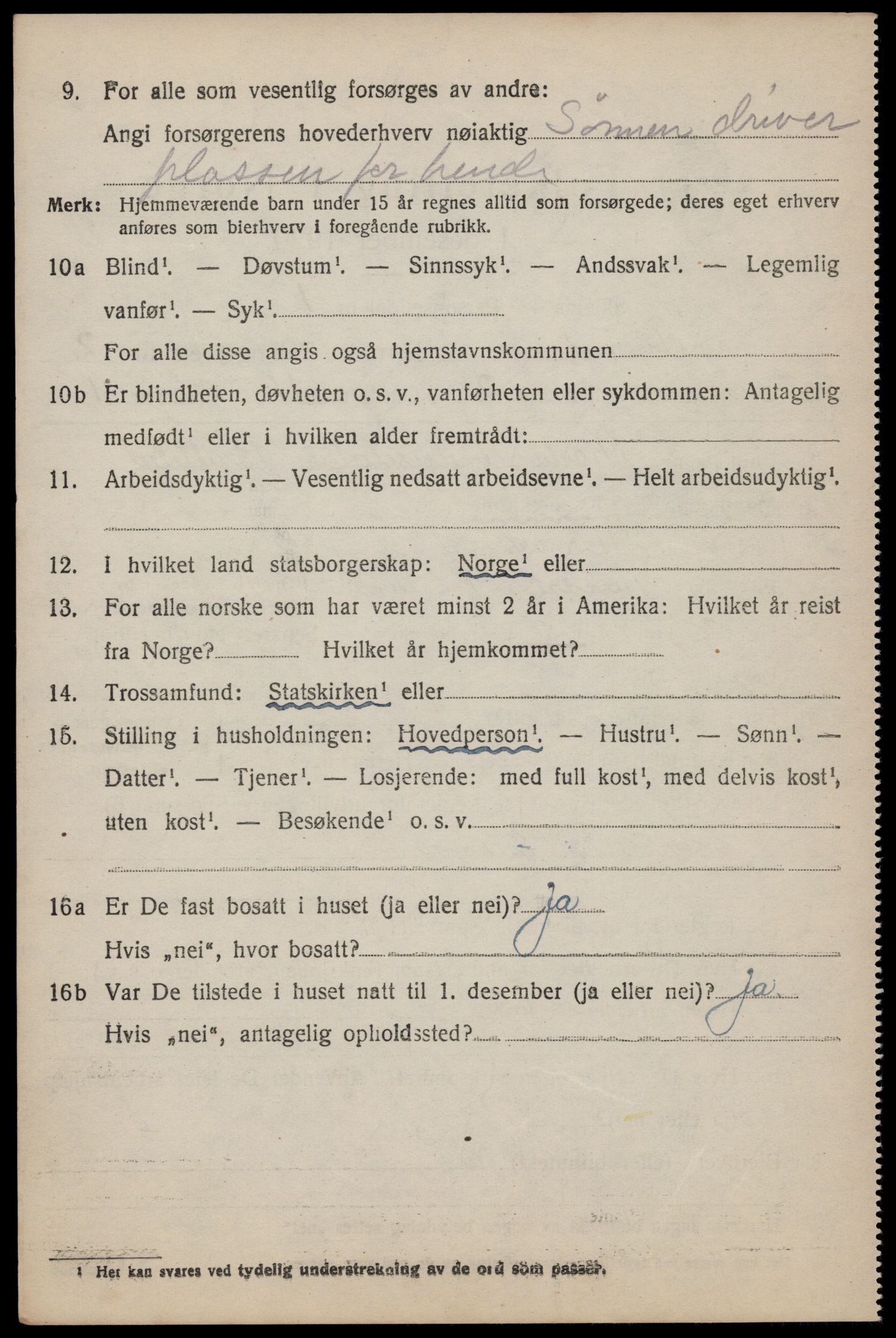 SAST, 1920 census for Forsand, 1920, p. 1224