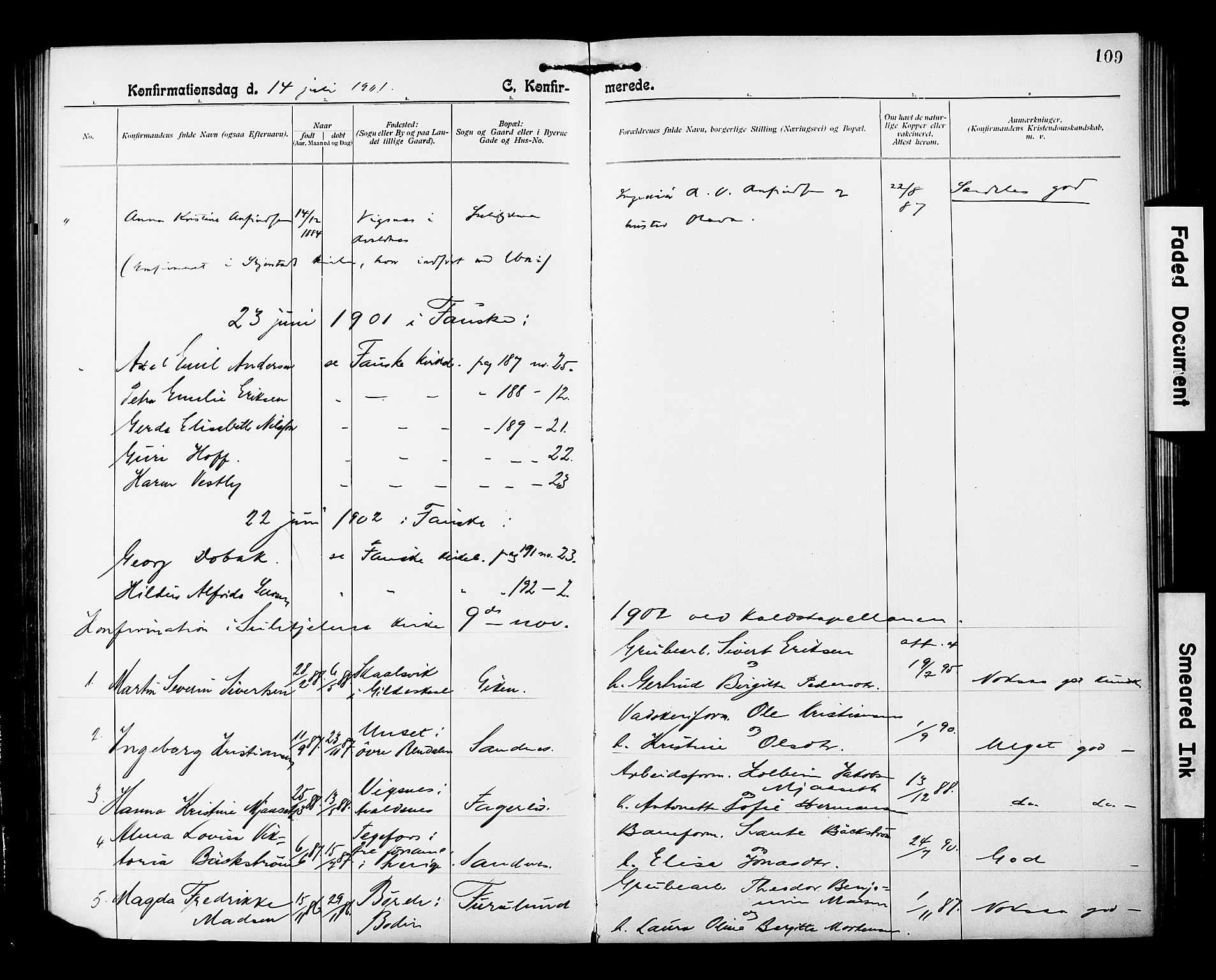 Ministerialprotokoller, klokkerbøker og fødselsregistre - Nordland, AV/SAT-A-1459/850/L0709: Parish register (official) no. 850A01, 1899-1909, p. 109