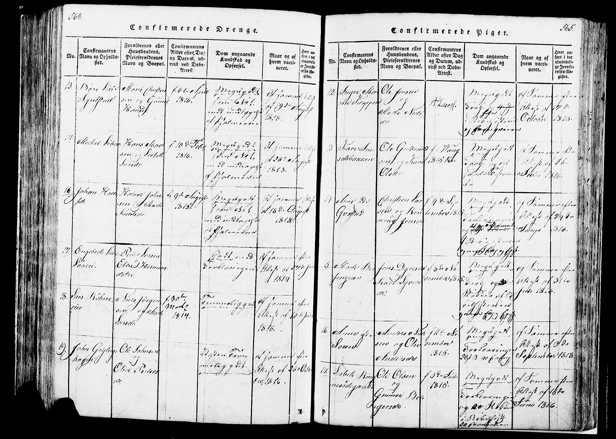 Løten prestekontor, AV/SAH-PREST-022/K/Ka/L0005: Parish register (official) no. 5, 1814-1832, p. 564-565