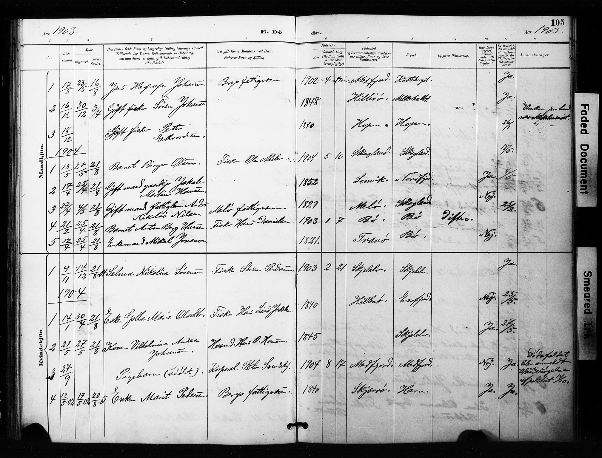Berg sokneprestkontor, SATØ/S-1318/G/Ga/Gaa/L0005kirke: Parish register (official) no. 5, 1894-1905, p. 105