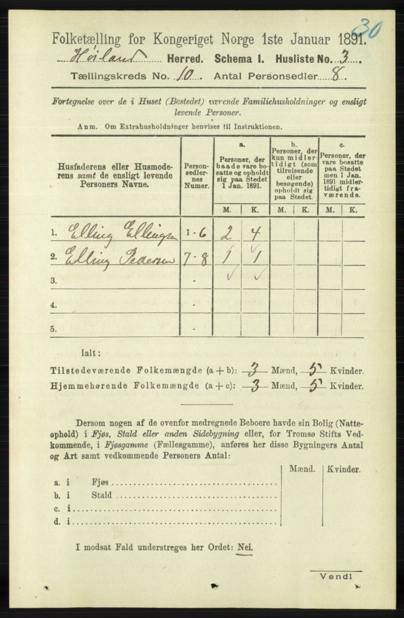 RA, 1891 census for 1123 Høyland, 1891, p. 4051