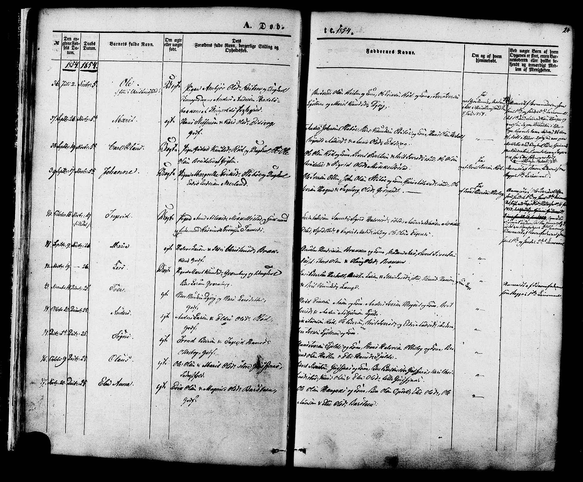Ministerialprotokoller, klokkerbøker og fødselsregistre - Møre og Romsdal, SAT/A-1454/551/L0625: Parish register (official) no. 551A05, 1846-1879, p. 24