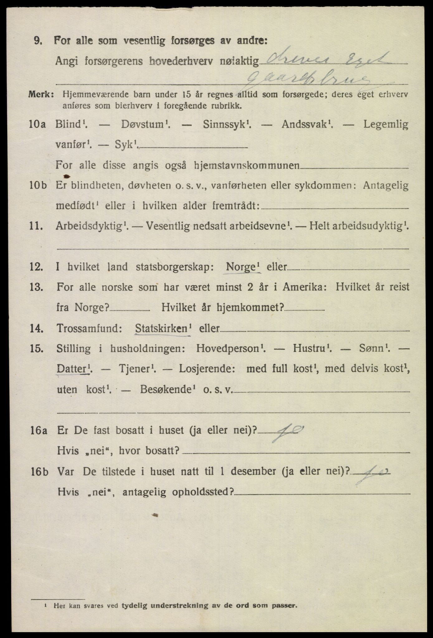 SAK, 1920 census for Lista, 1920, p. 12922