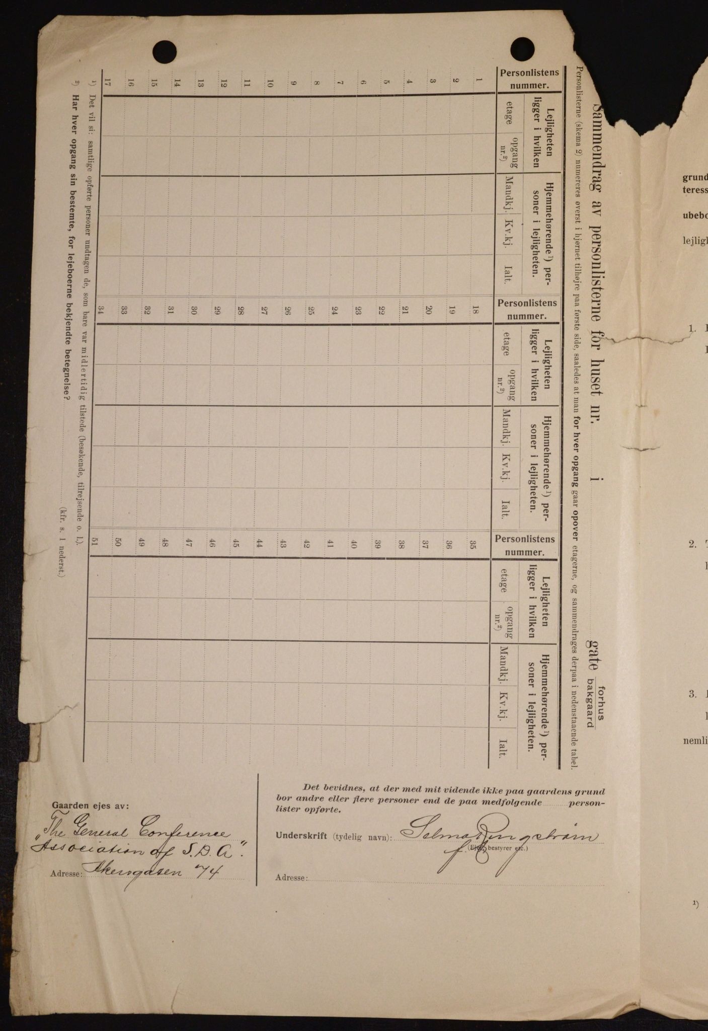 OBA, Municipal Census 1909 for Kristiania, 1909, p. 785