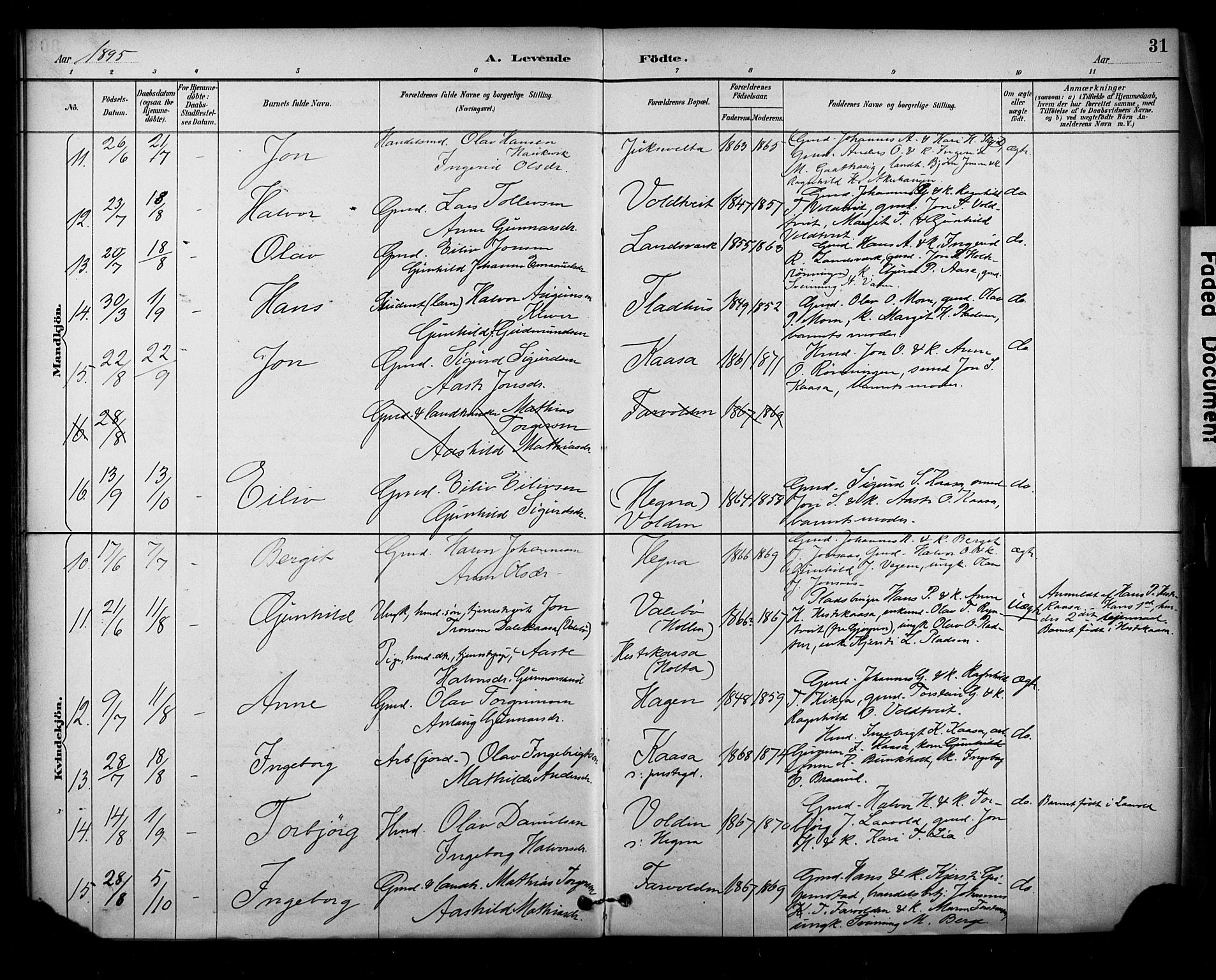 Sauherad kirkebøker, AV/SAKO-A-298/F/Fa/L0009: Parish register (official) no. I 9, 1887-1912, p. 31