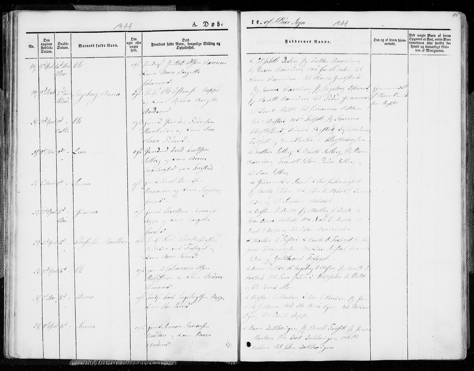 Ministerialprotokoller, klokkerbøker og fødselsregistre - Sør-Trøndelag, AV/SAT-A-1456/606/L0290: Parish register (official) no. 606A05, 1841-1847, p. 45