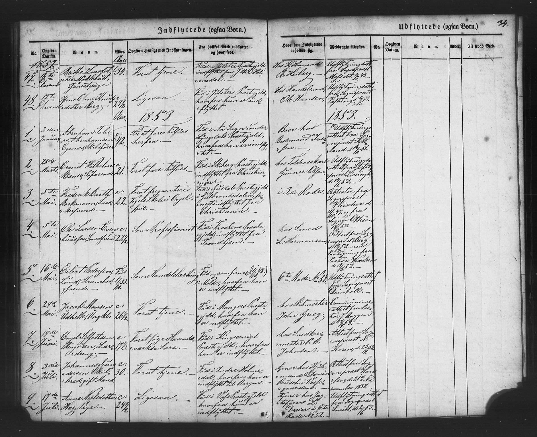 Nykirken Sokneprestembete, SAB/A-77101/H/Haa/L0049: Parish register (official) no. G 1, 1838-1860, p. 34
