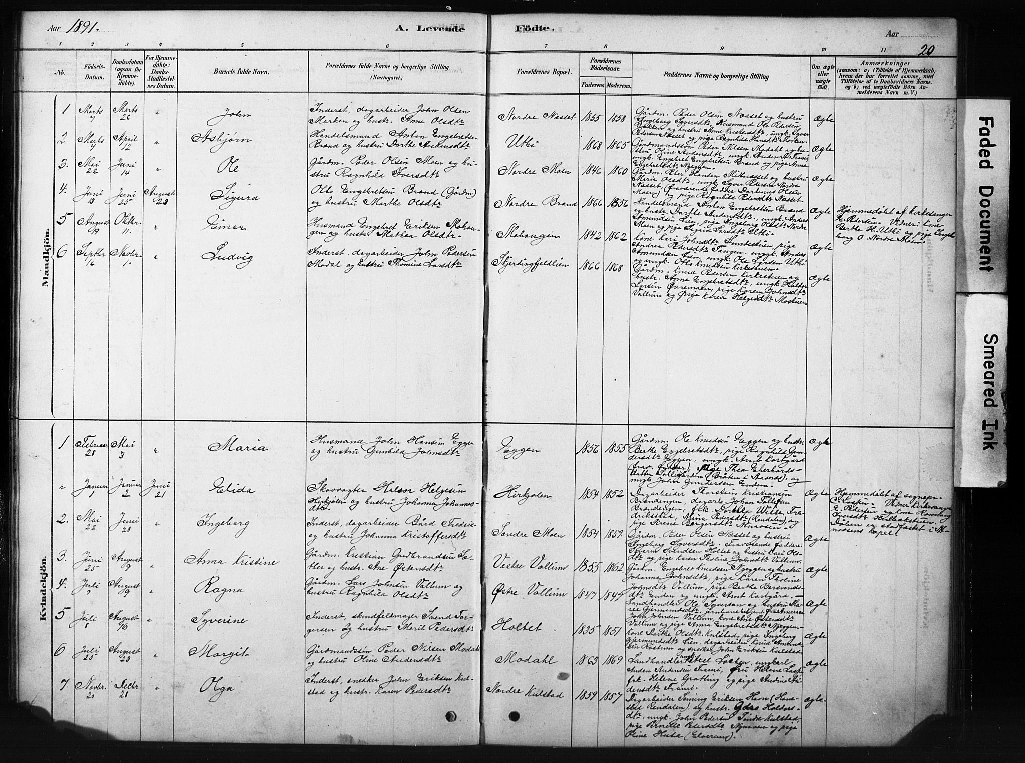 Sollia prestekontor, SAH/PREST-050/H/Ha/Hab/L0002: Parish register (copy) no. 2, 1880-1933, p. 20