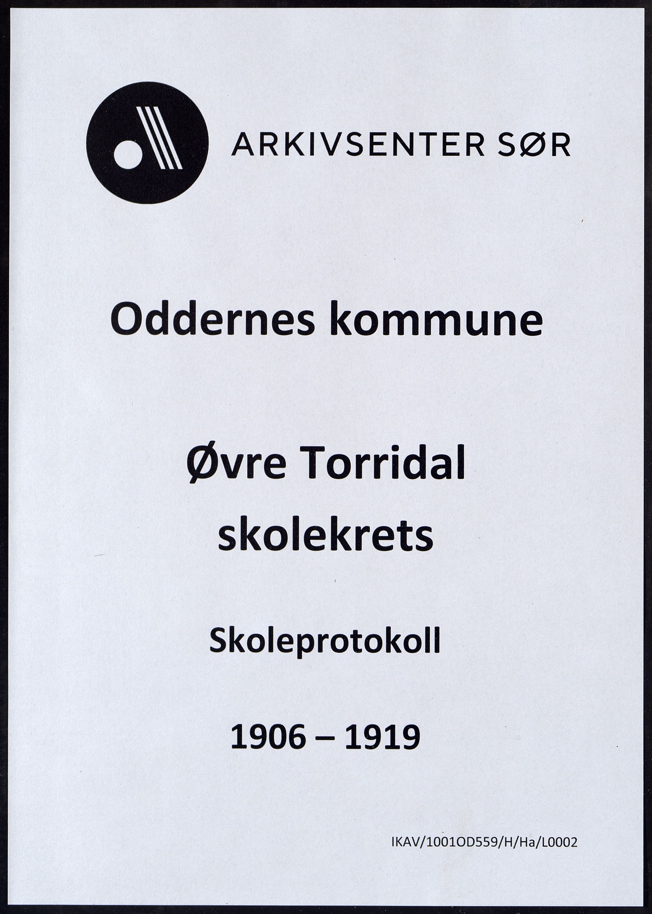 Oddernes kommune - Øvre Torridal skolekrets, ARKSOR/1001OD559/H/Ha/L0002: Skoleprotokoll, 1906-1919