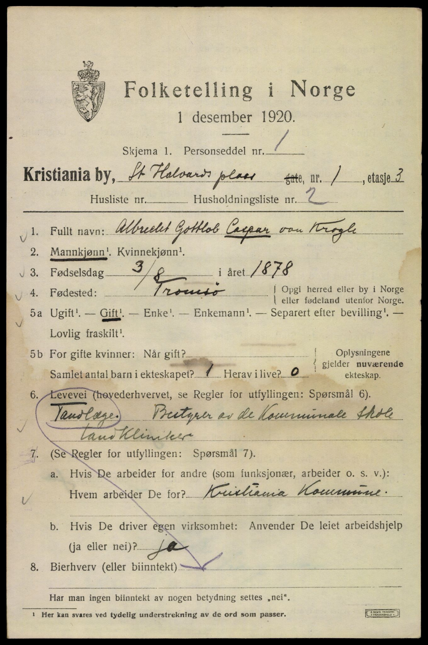 SAO, 1920 census for Kristiania, 1920, p. 534025