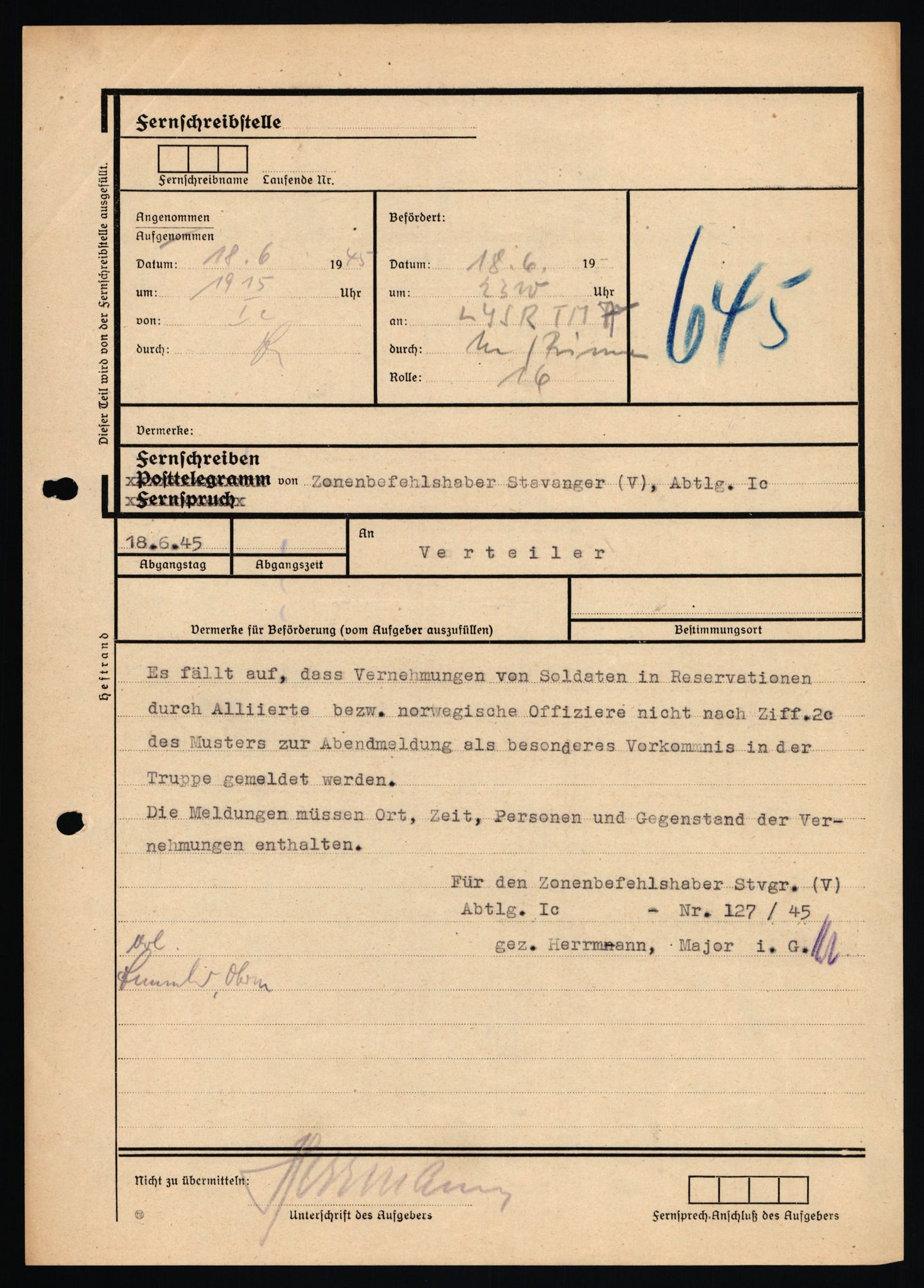 Deutscher Oberbefehlshaber Norwegen (DOBN), AV/RA-RAFA-2197/D/Dl/L0119: DB Zone Stavanger Abt. Ic, 1945, p. 65