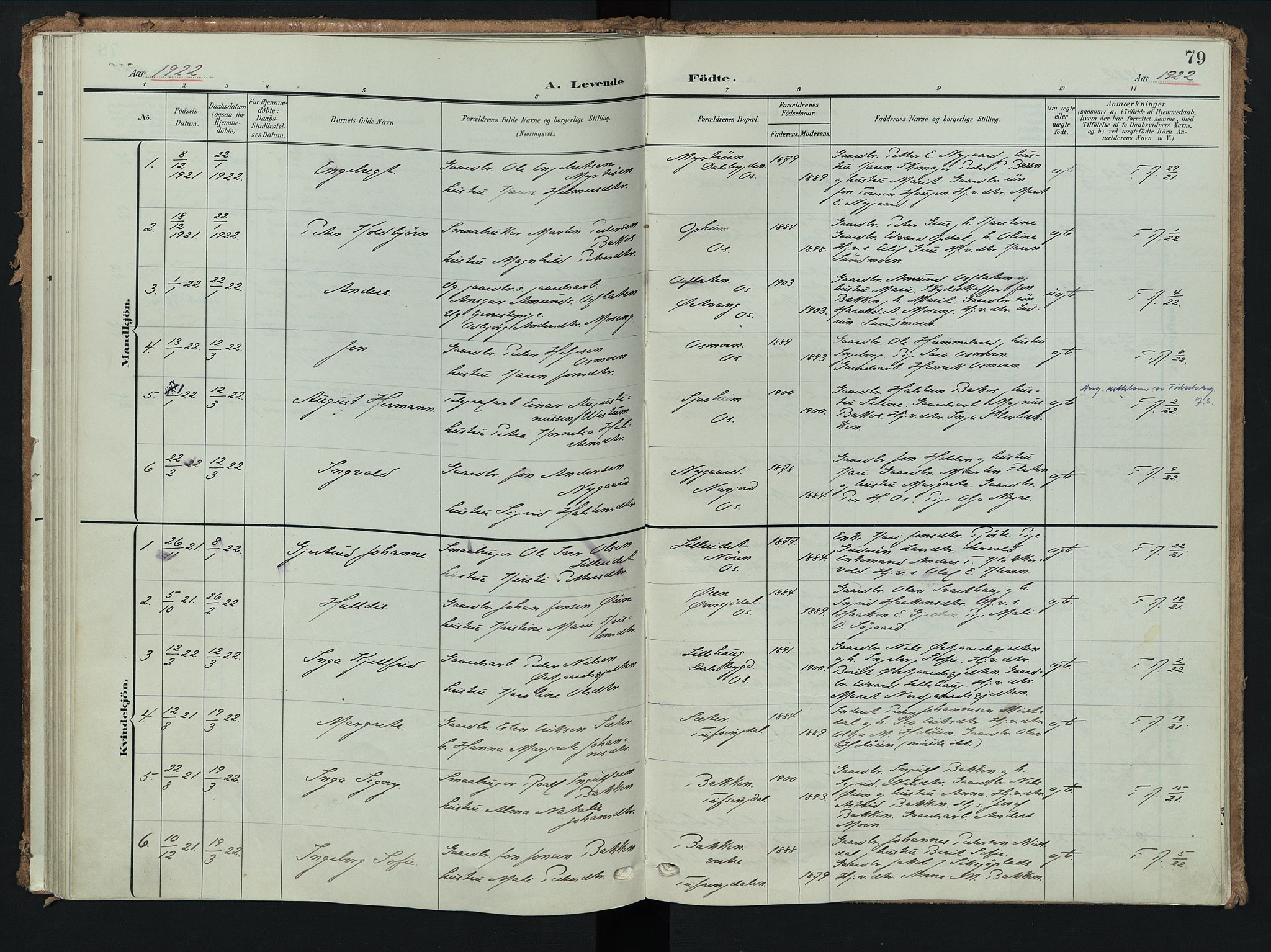 Tolga prestekontor, AV/SAH-PREST-062/K/L0009: Parish register (official) no. 9, 1903-1928, p. 79