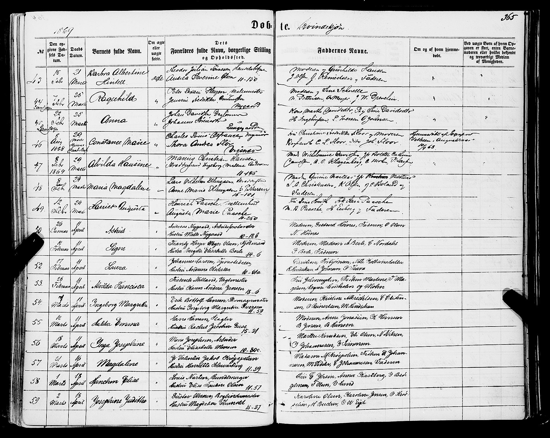 Domkirken sokneprestembete, SAB/A-74801/H/Haa/L0021: Parish register (official) no. B 4, 1859-1871, p. 365