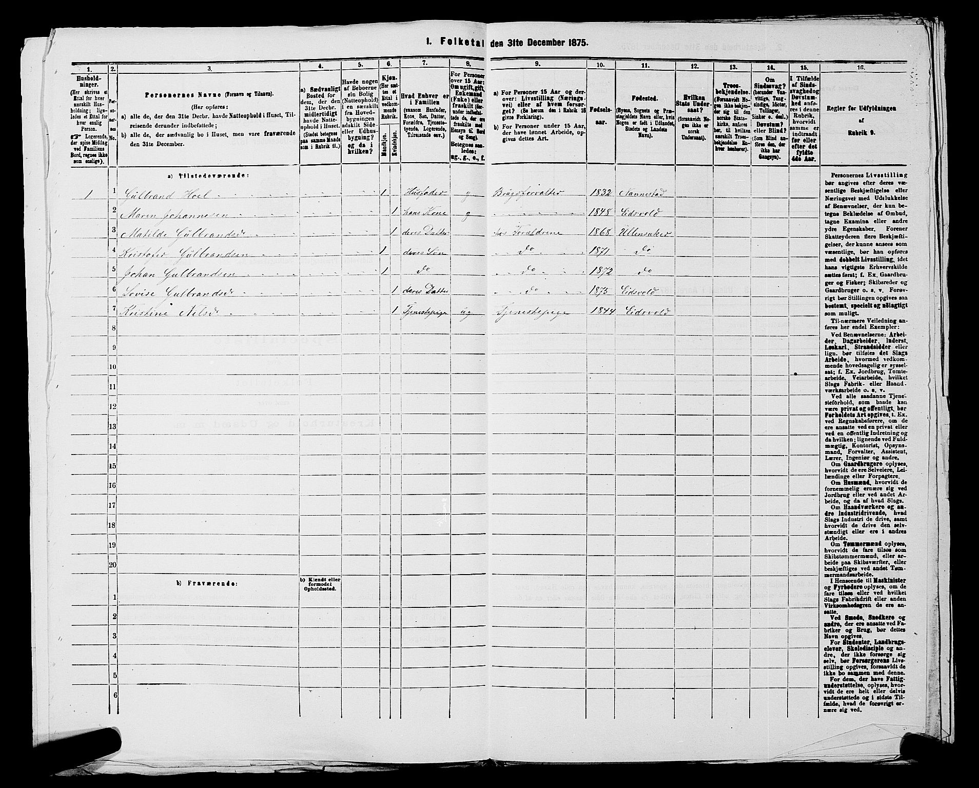 RA, 1875 census for 0237P Eidsvoll, 1875, p. 2462