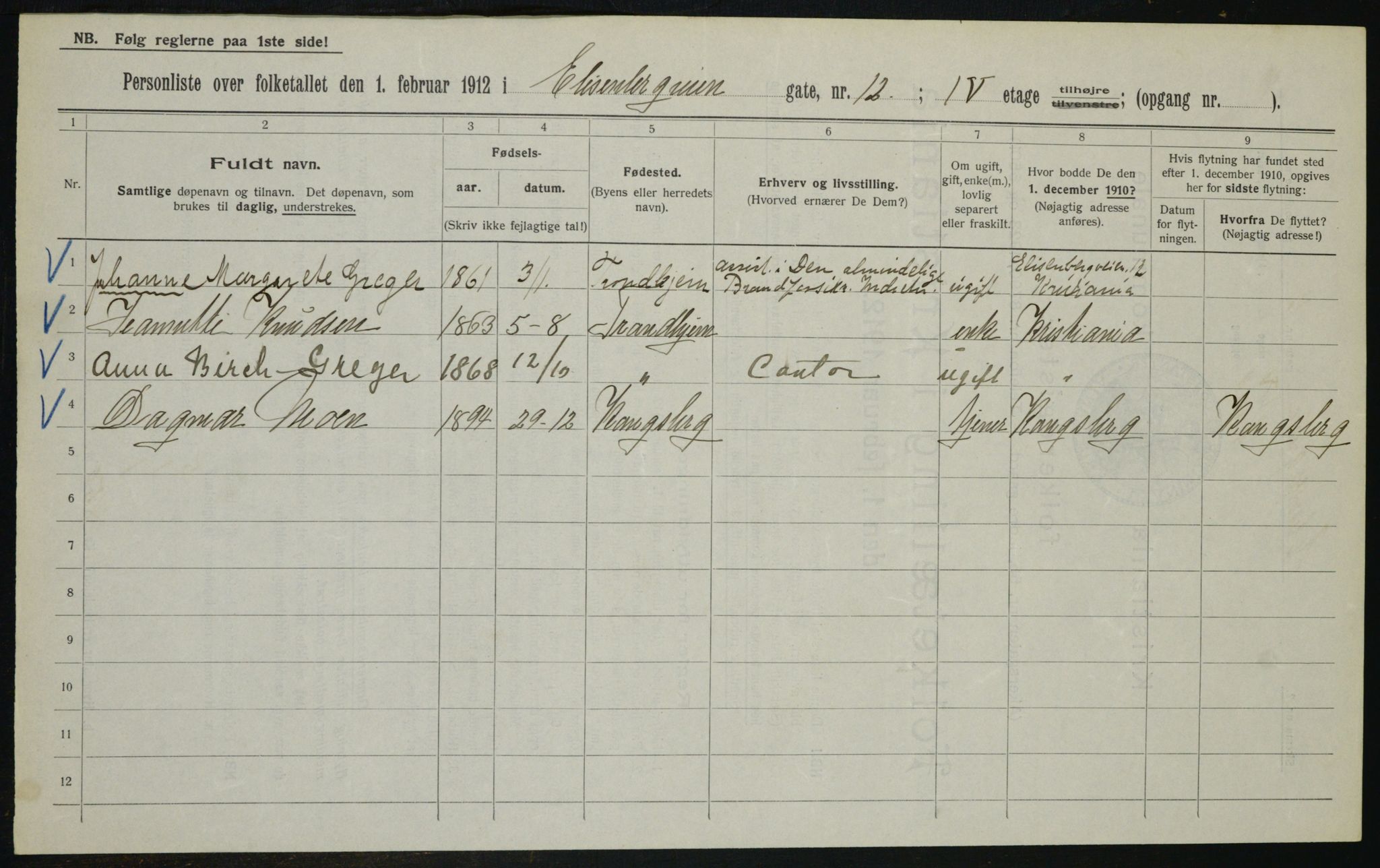 OBA, Municipal Census 1912 for Kristiania, 1912, p. 20567