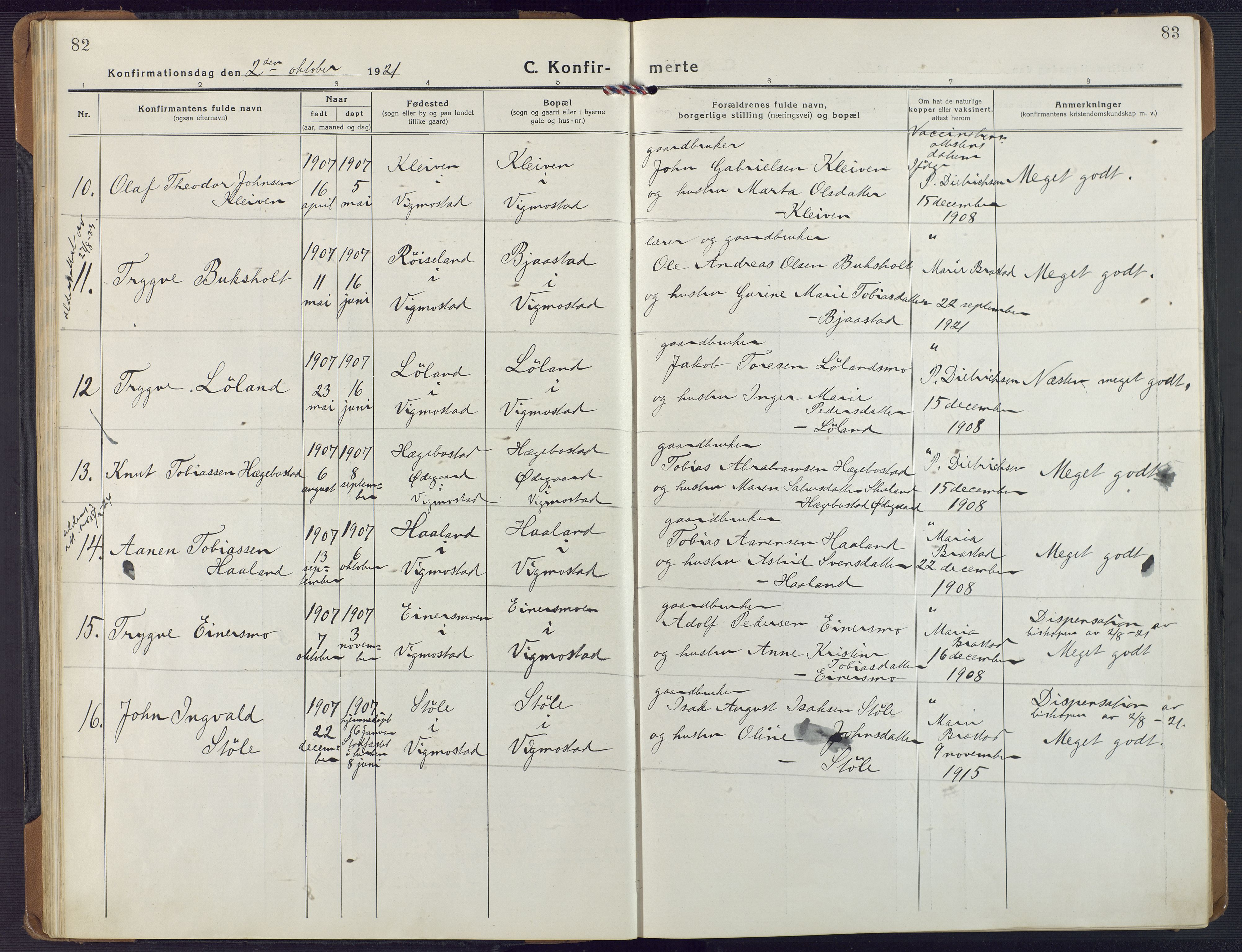 Nord-Audnedal sokneprestkontor, AV/SAK-1111-0032/F/Fa/Fab/L0005: Parish register (official) no. A 5, 1918-1925, p. 82-83