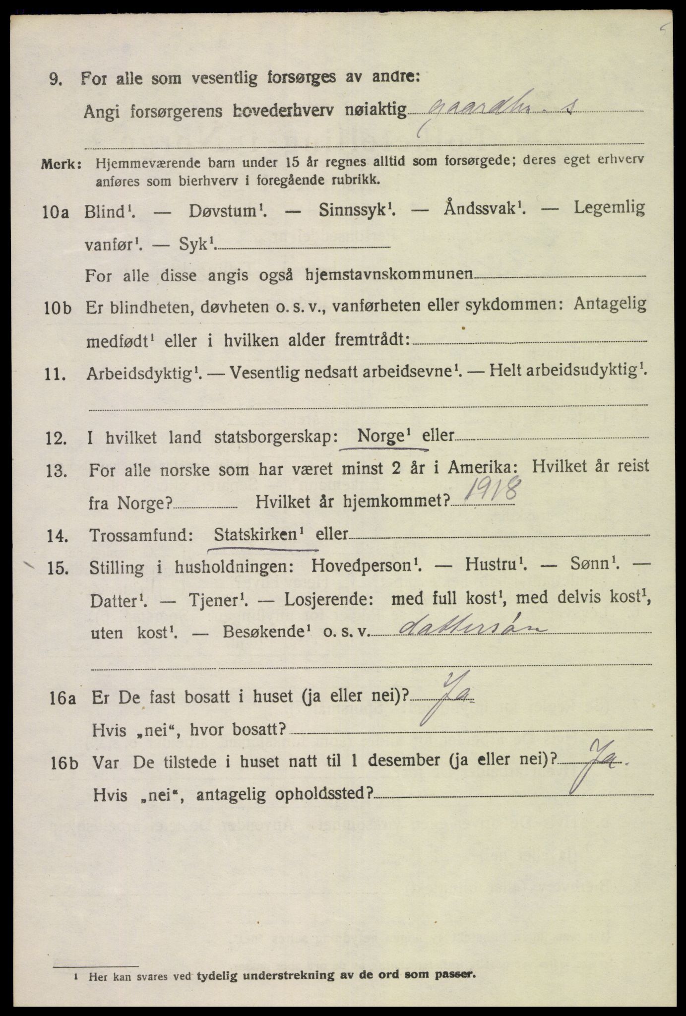 SAK, 1920 census for Lista, 1920, p. 4410