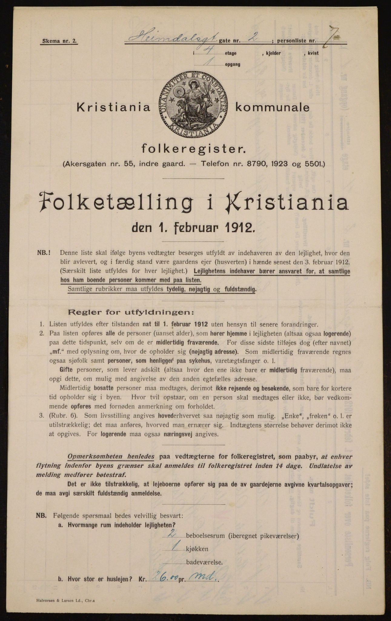 OBA, Municipal Census 1912 for Kristiania, 1912, p. 36965