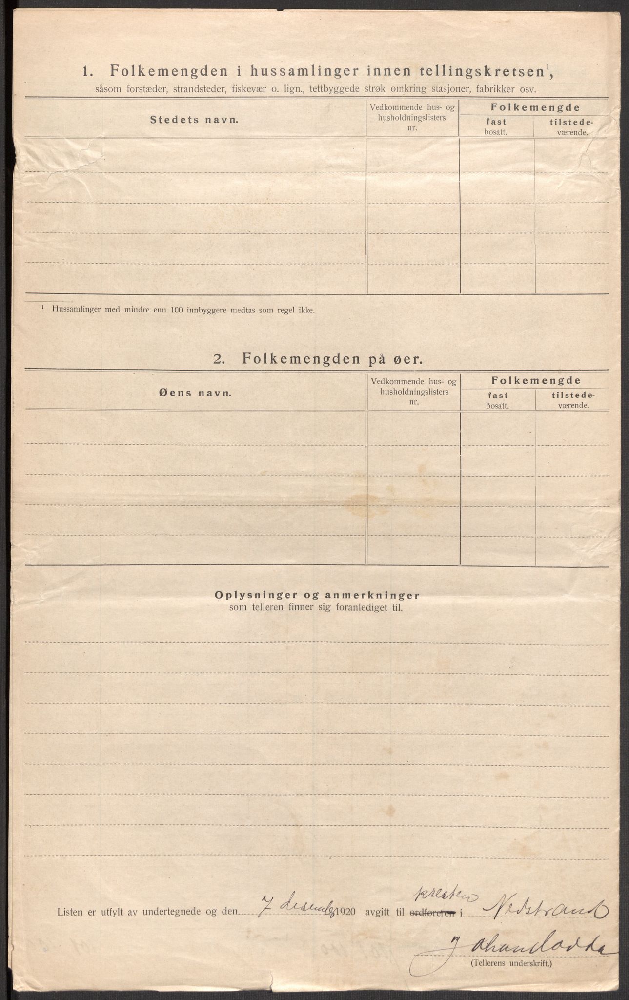 SAST, 1920 census for Nedstrand, 1920, p. 25