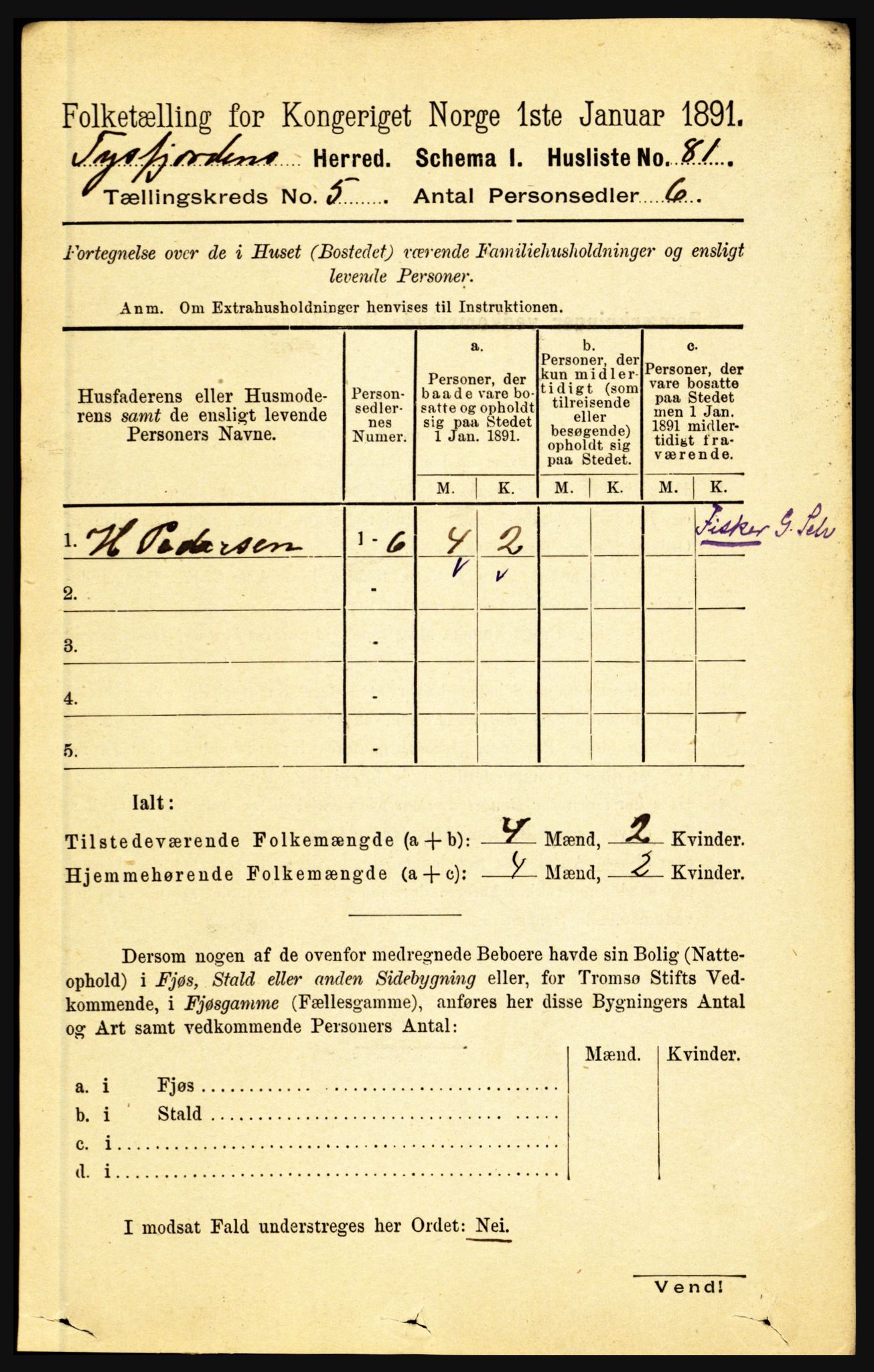 RA, 1891 census for 1850 Tysfjord, 1891, p. 1792