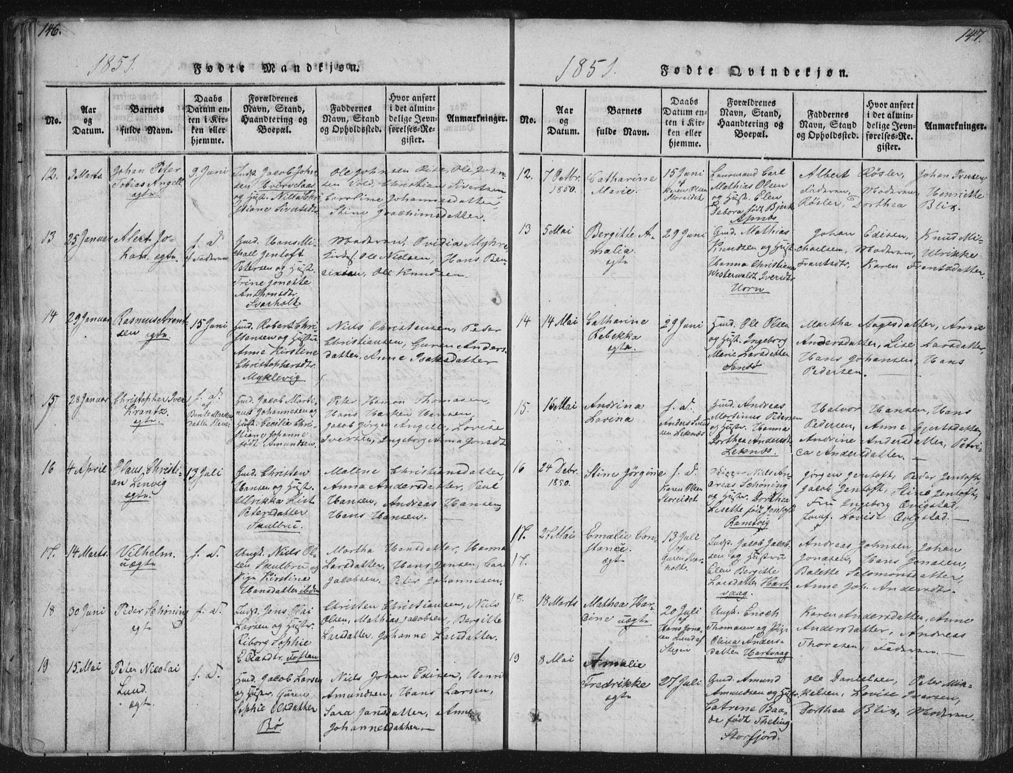 Ministerialprotokoller, klokkerbøker og fødselsregistre - Nordland, AV/SAT-A-1459/881/L1164: Parish register (copy) no. 881C01, 1818-1853, p. 146-147