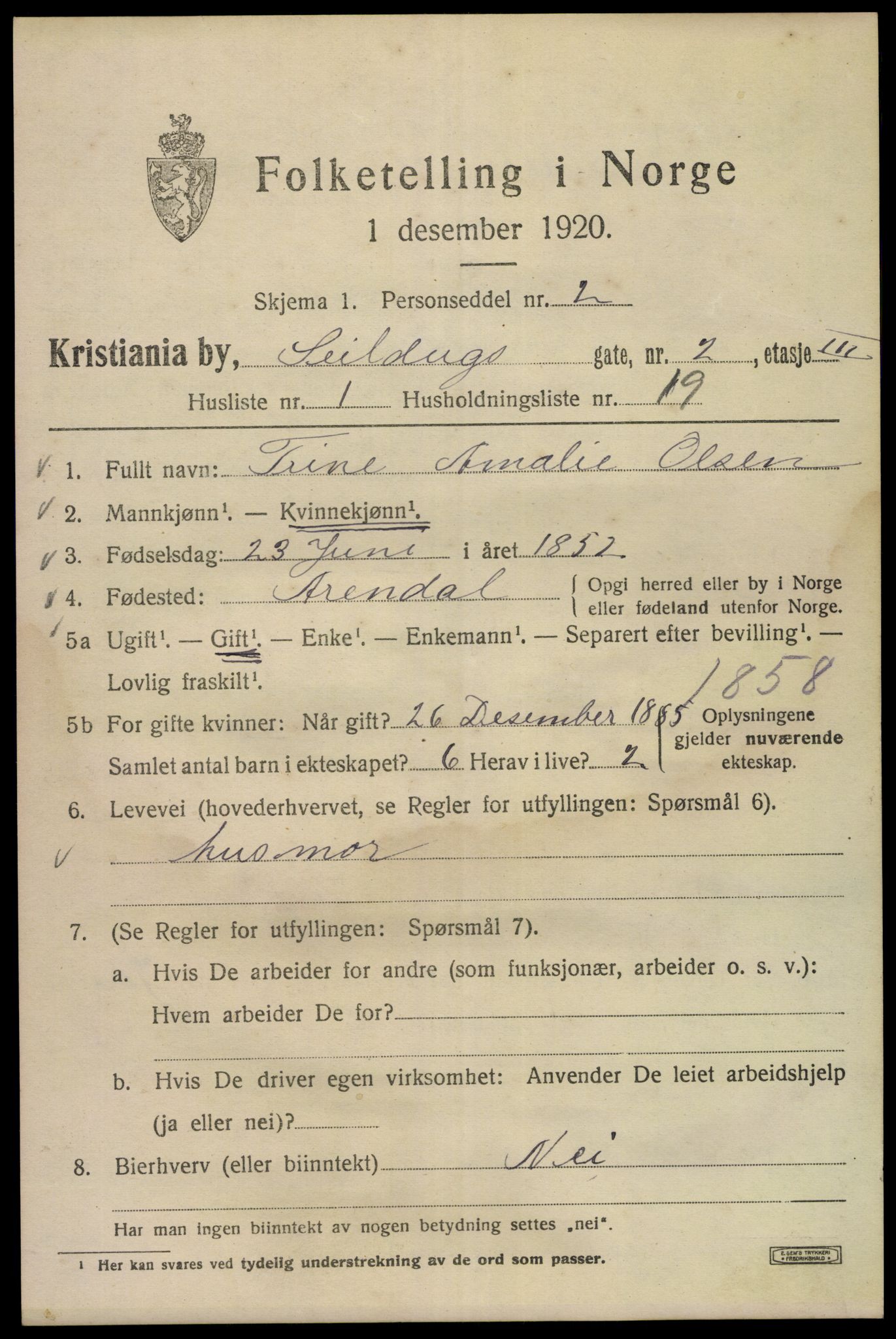 SAO, 1920 census for Kristiania, 1920, p. 506017