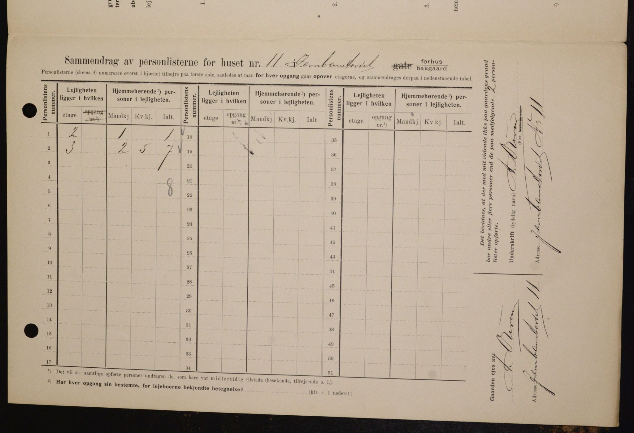 OBA, Municipal Census 1909 for Kristiania, 1909, p. 42889