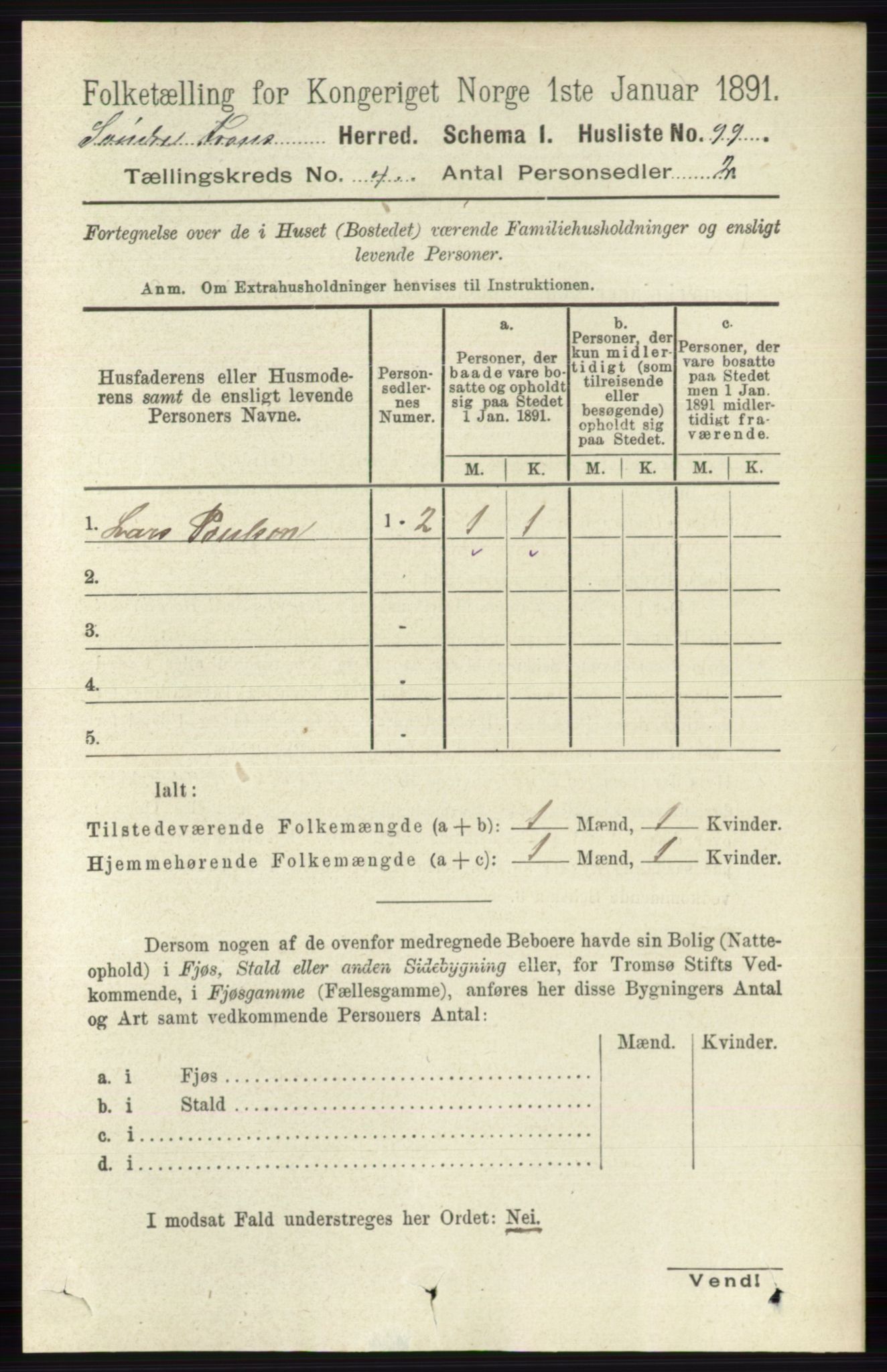 RA, 1891 census for 0519 Sør-Fron, 1891, p. 1411