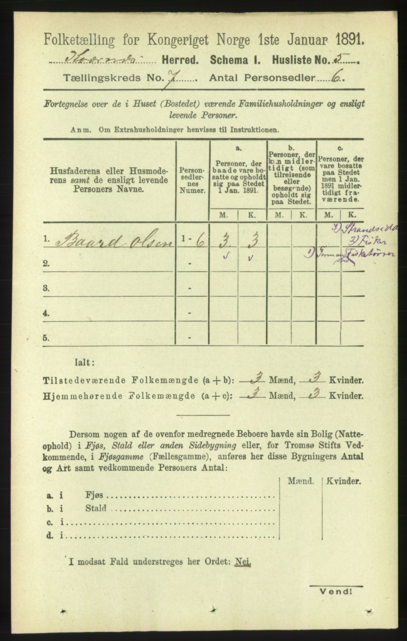 RA, 1891 census for 1553 Kvernes, 1891, p. 3216