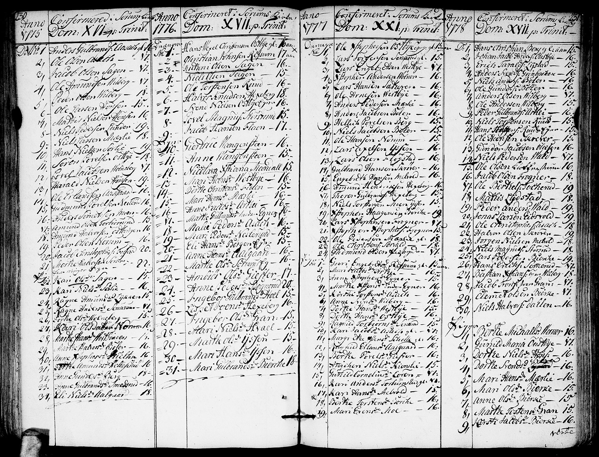 Sørum prestekontor Kirkebøker, SAO/A-10303/F/Fa/L0002: Parish register (official) no. I 2, 1759-1814, p. 230-231
