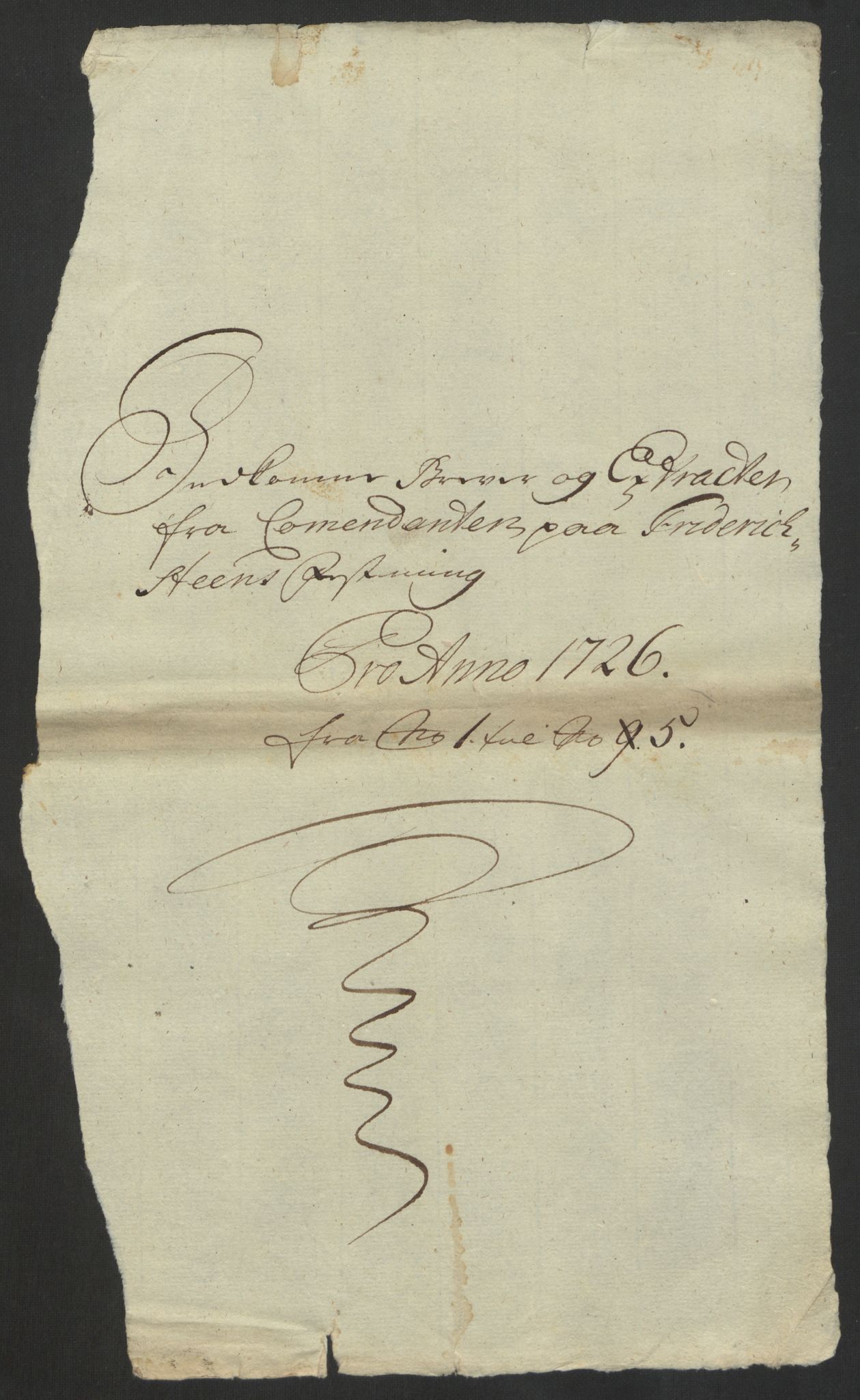 Kommanderende general (KG I) med Det norske krigsdirektorium, AV/RA-EA-5419/D/L0153: Fredriksten festning: Brev, inventarfortegnelser og regnskapsekstrakter, 1724-1729, p. 320