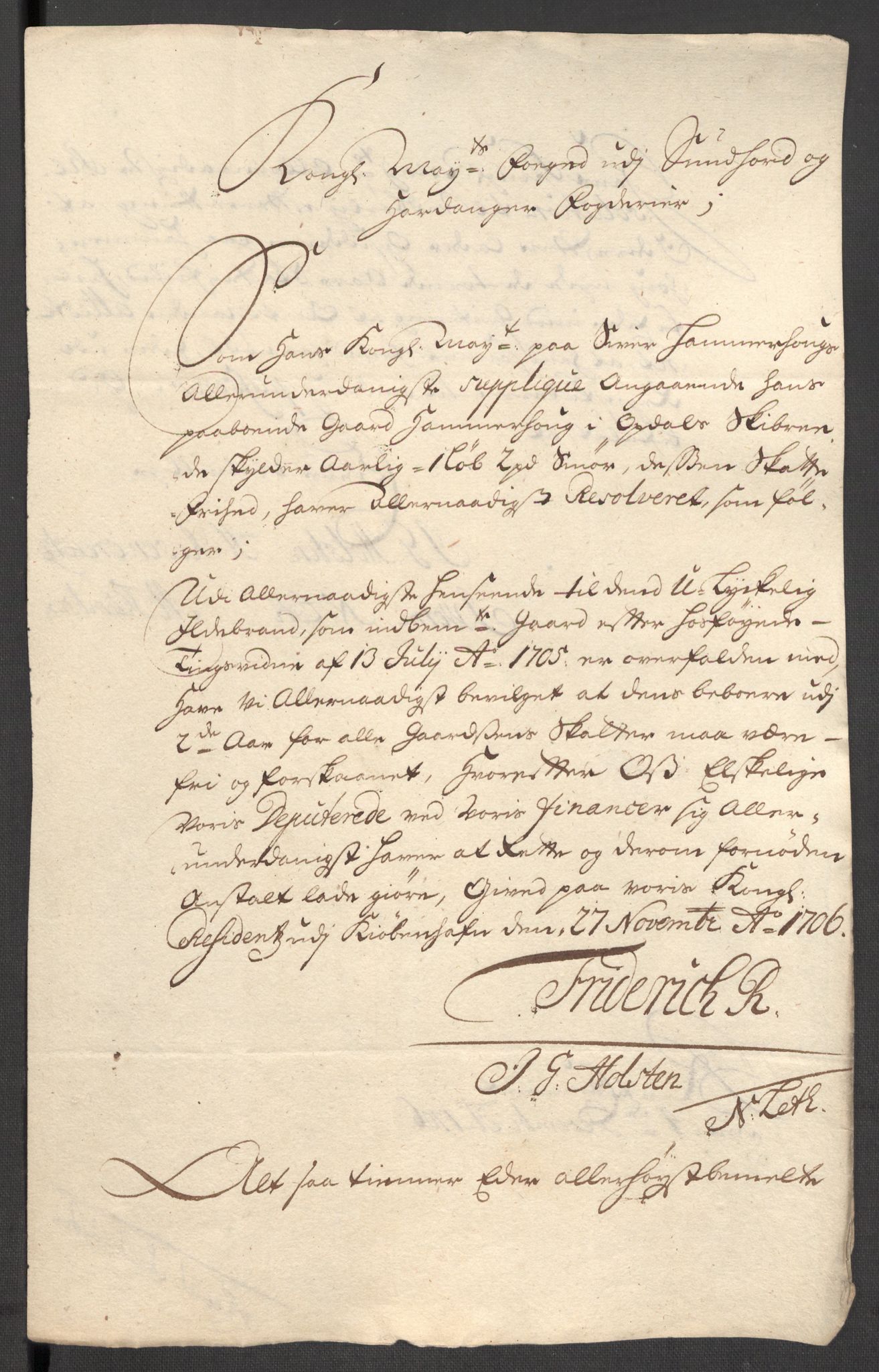 Rentekammeret inntil 1814, Reviderte regnskaper, Fogderegnskap, AV/RA-EA-4092/R48/L2984: Fogderegnskap Sunnhordland og Hardanger, 1706-1707, p. 263