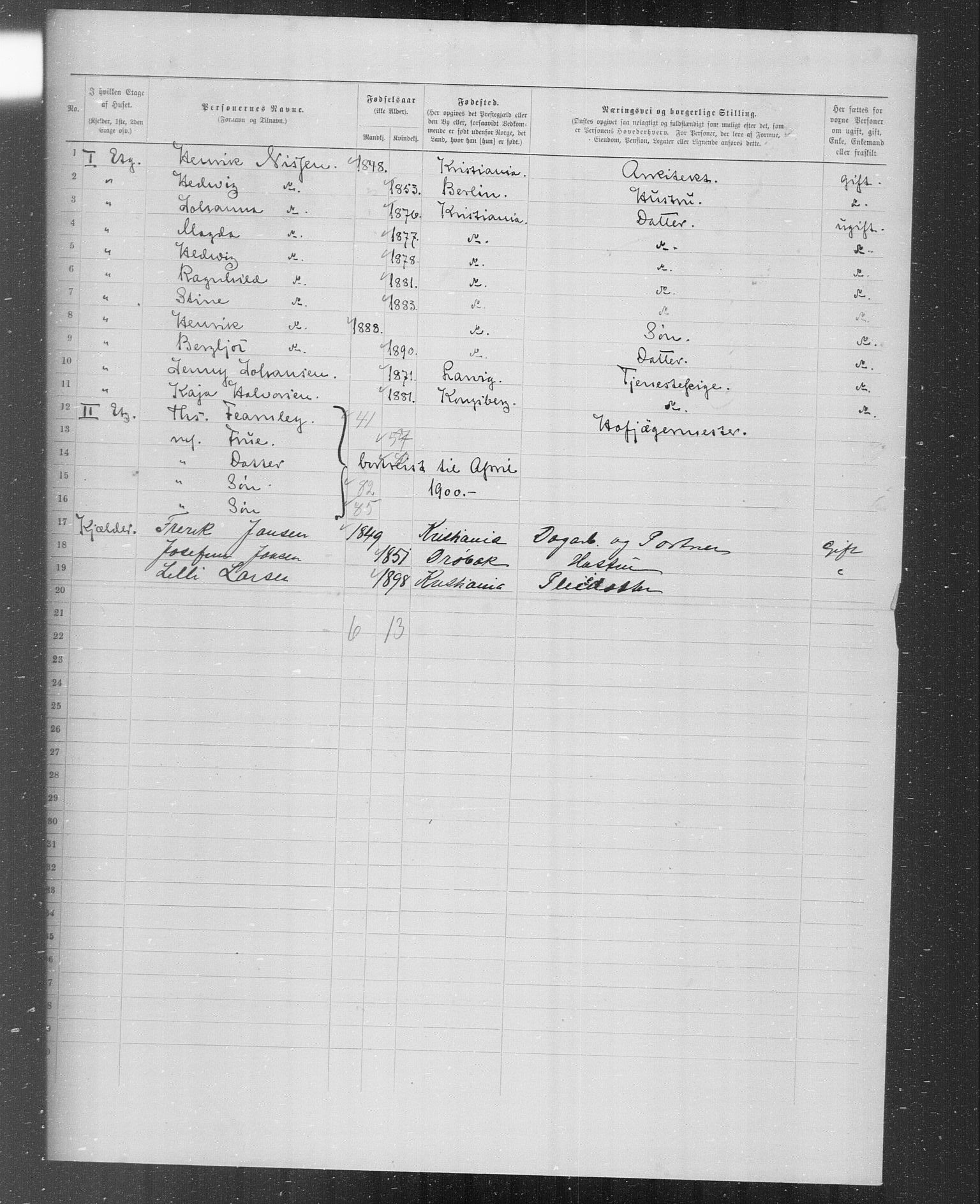 OBA, Municipal Census 1899 for Kristiania, 1899, p. 4511