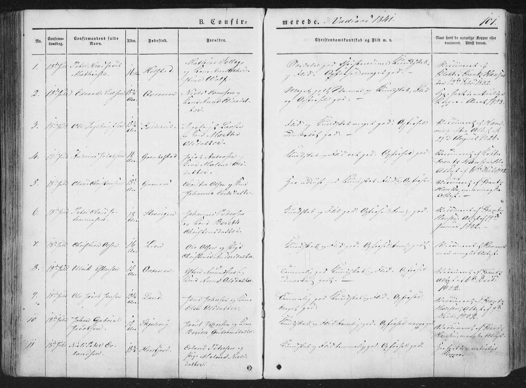 Ministerialprotokoller, klokkerbøker og fødselsregistre - Nordland, SAT/A-1459/810/L0144: Parish register (official) no. 810A07 /1, 1841-1862, p. 101