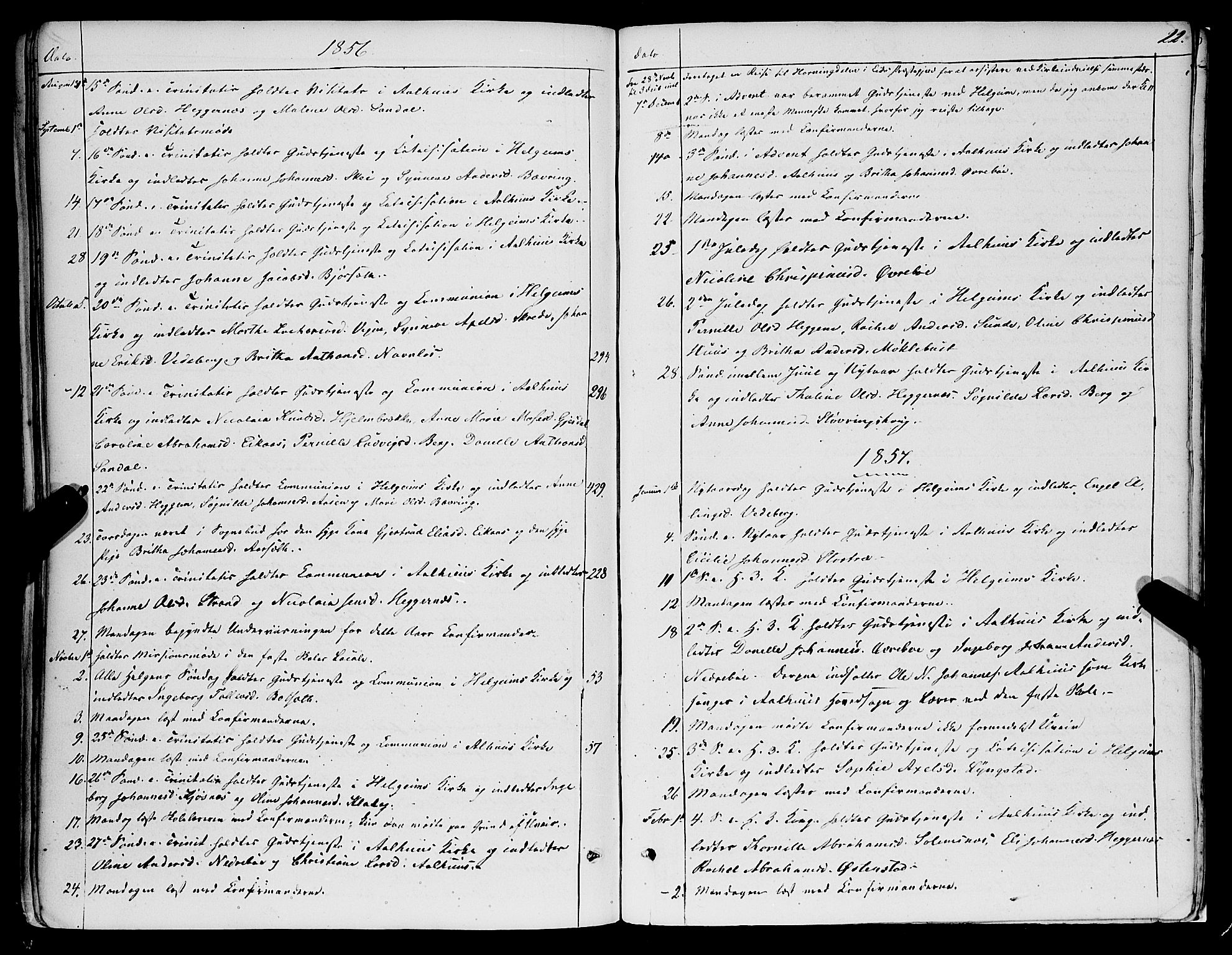 Jølster sokneprestembete, SAB/A-80701/H/Haa/Haaa/L0010: Parish register (official) no. A 10, 1847-1865, p. 22