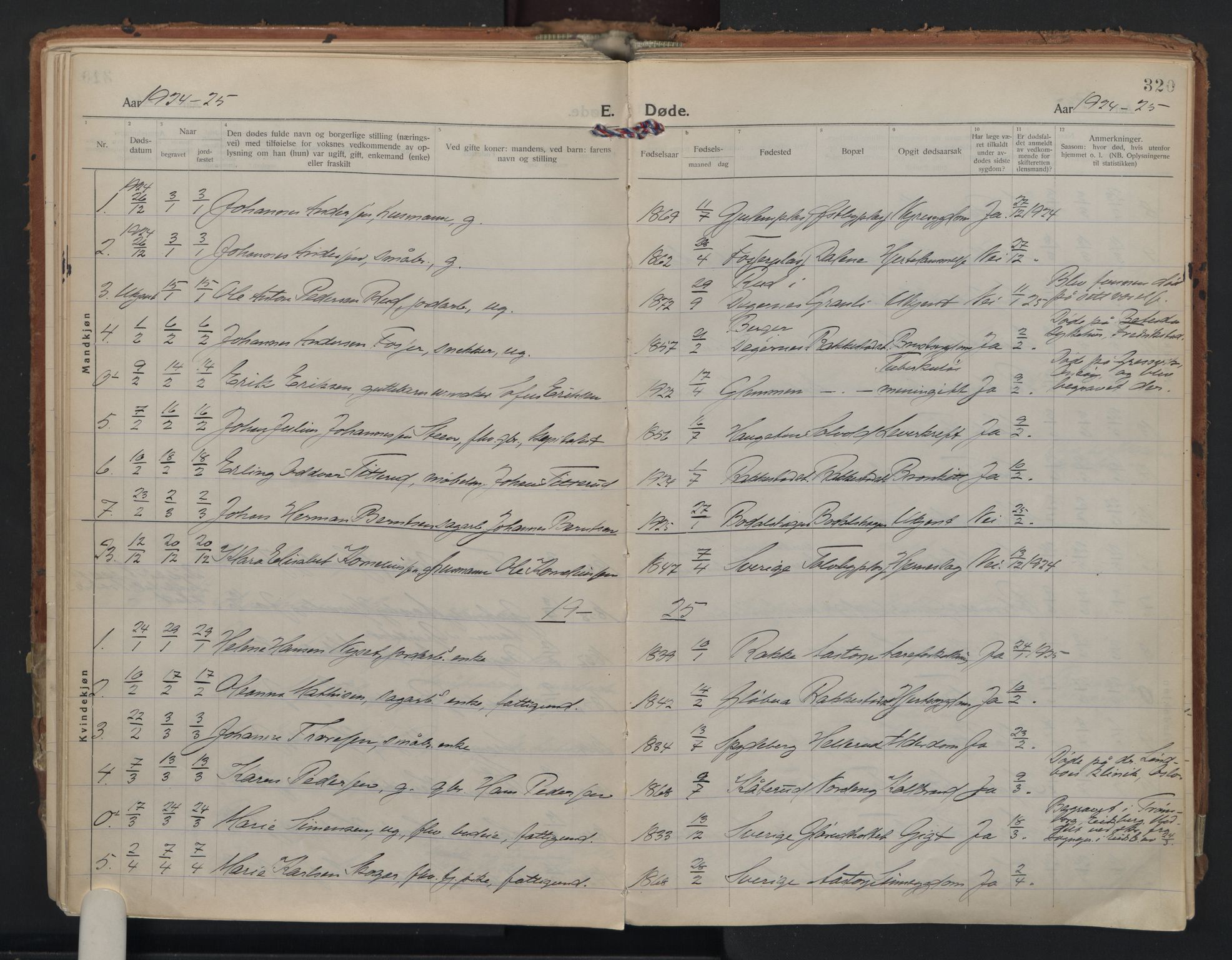 Rakkestad prestekontor Kirkebøker, AV/SAO-A-2008/F/Fa/L0016: Parish register (official) no. I 16, 1922-1943, p. 320