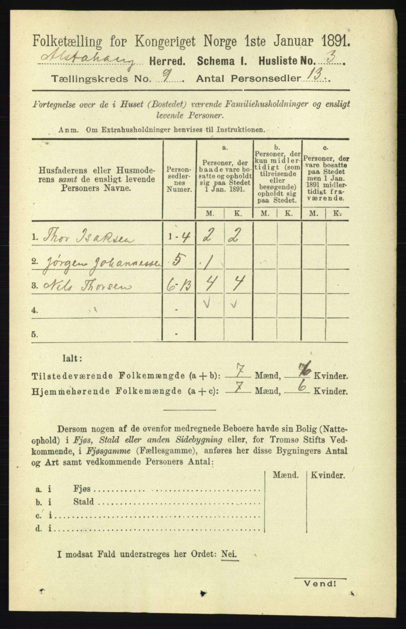 RA, 1891 census for 1820 Alstahaug, 1891, p. 3207